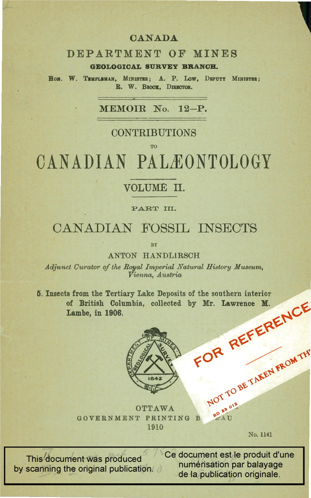 Canadian Pal£0Ntology Volume Ii