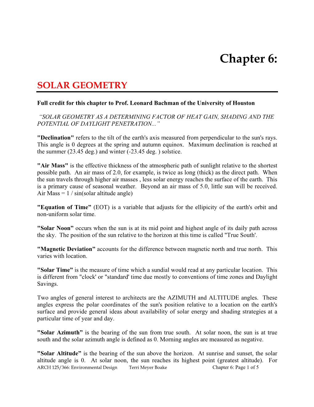 Solar Geometry