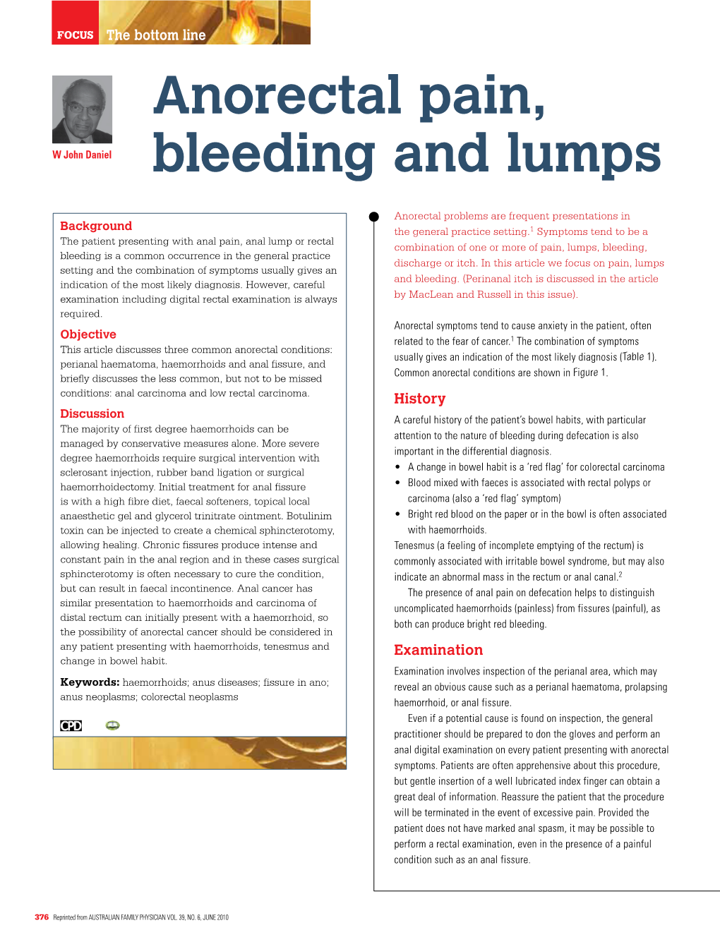 Anorectal Pain, Bleeding and Lumps FOCUS
