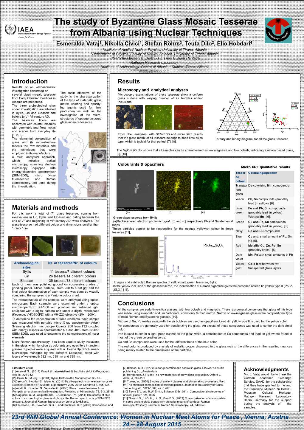 The Study of Byzantine Glass Mosaic Tesserae from Albania Using