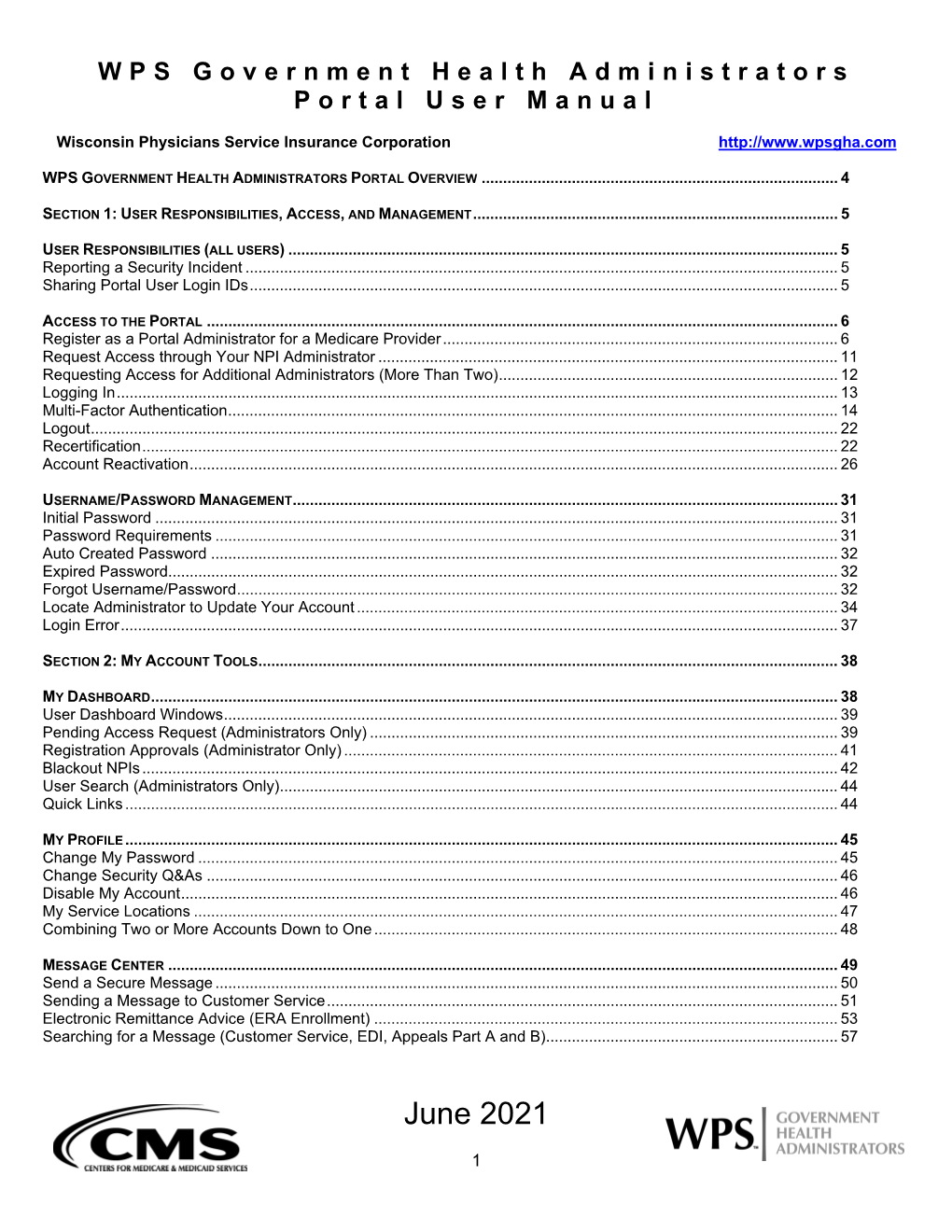 WPS Government Health Administrators Portal User Manual