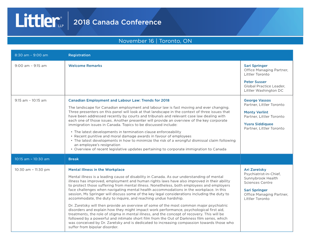 2018 Canada Conference