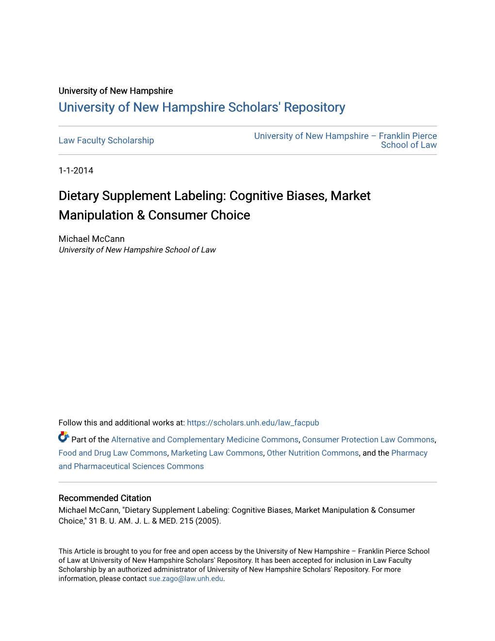 Dietary Supplement Labeling: Cognitive Biases, Market Manipulation & Consumer Choice