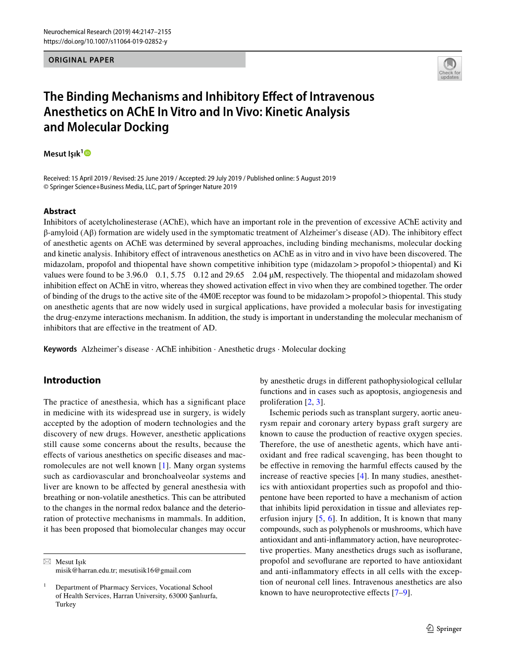 Kinetic Analysis and Molecular Docking