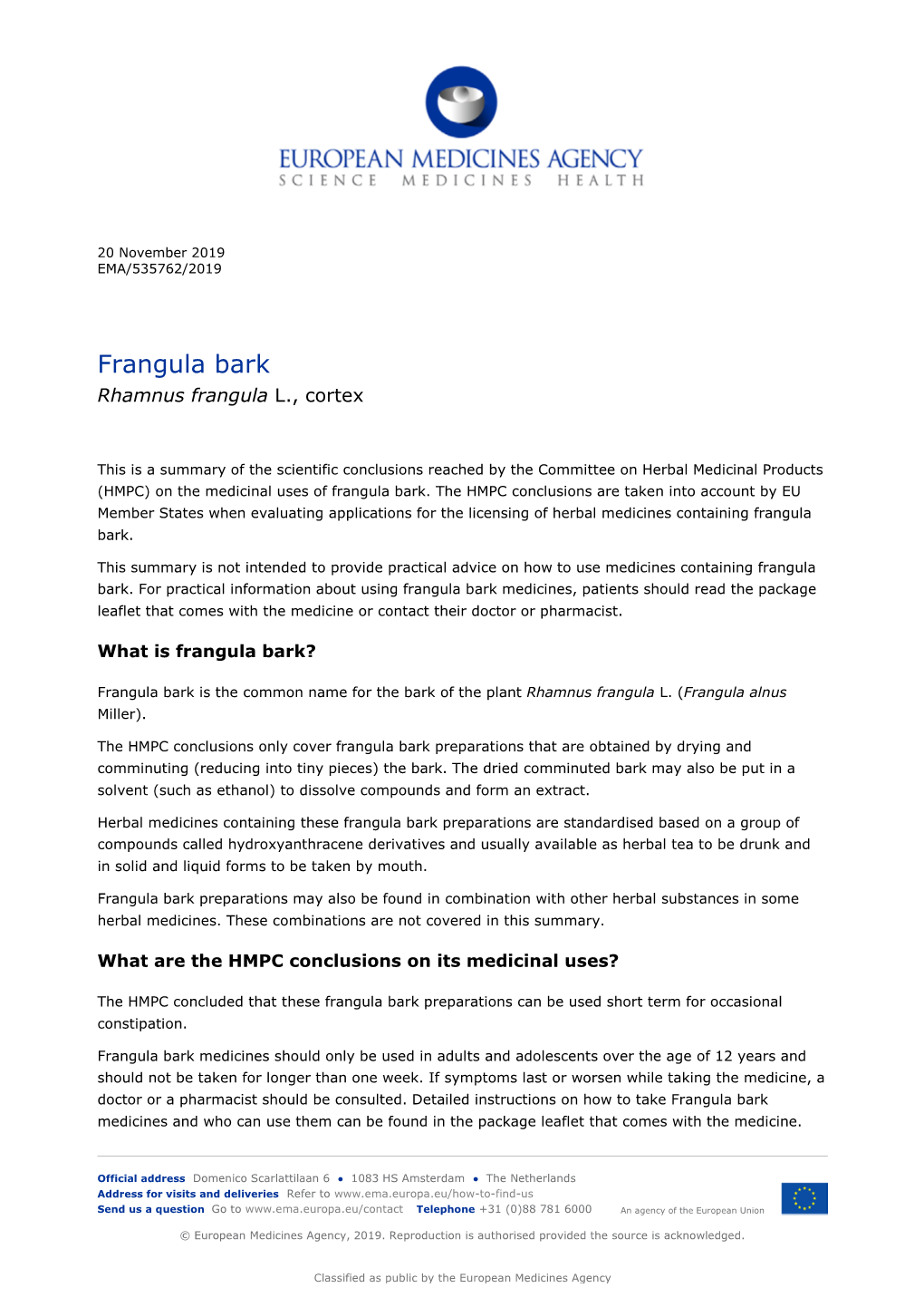 Frangula Bark Summary