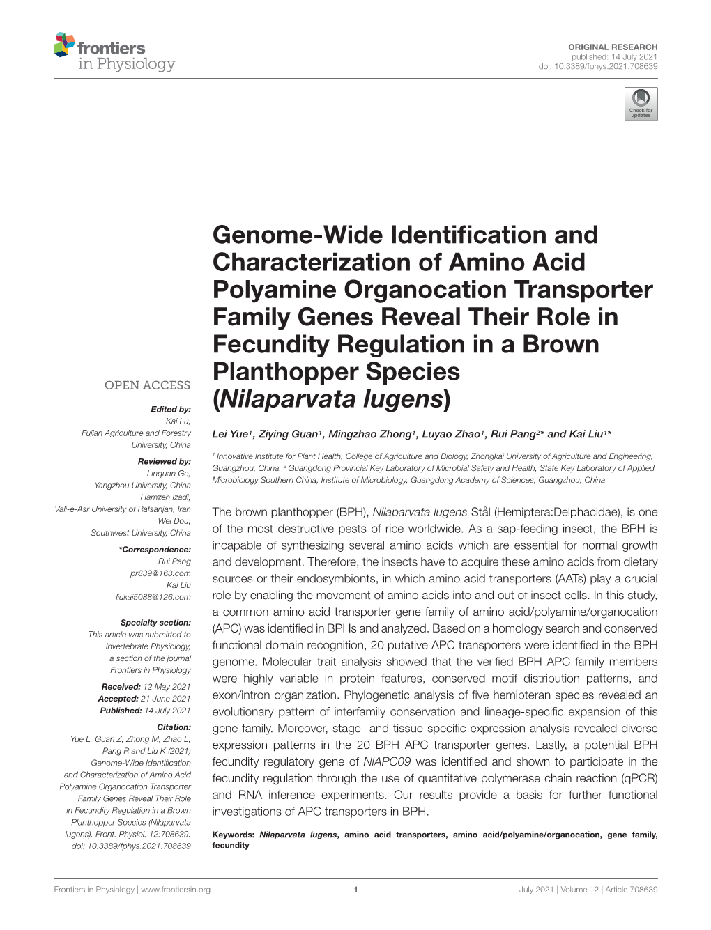 Genome-Wide Identification and Characterization of Amino Acid