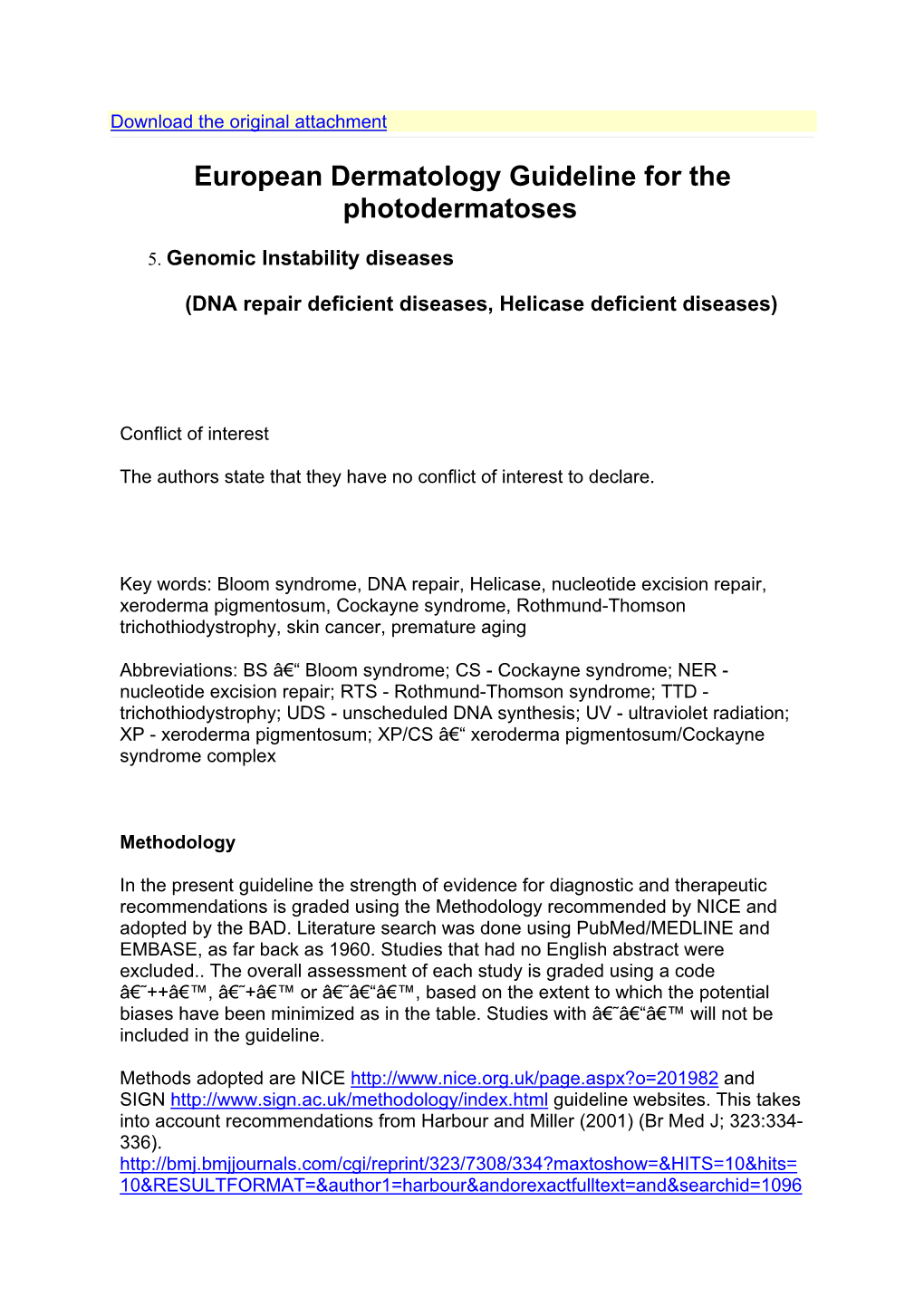 Murphy Guideline Genomic Instability Diseas