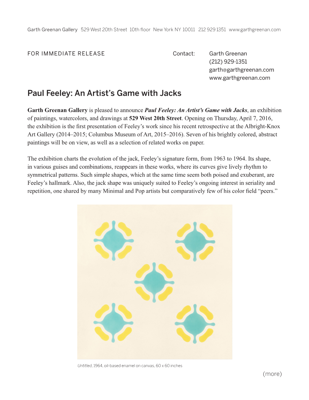 Paul Feeley: an Artist's Game with Jacks