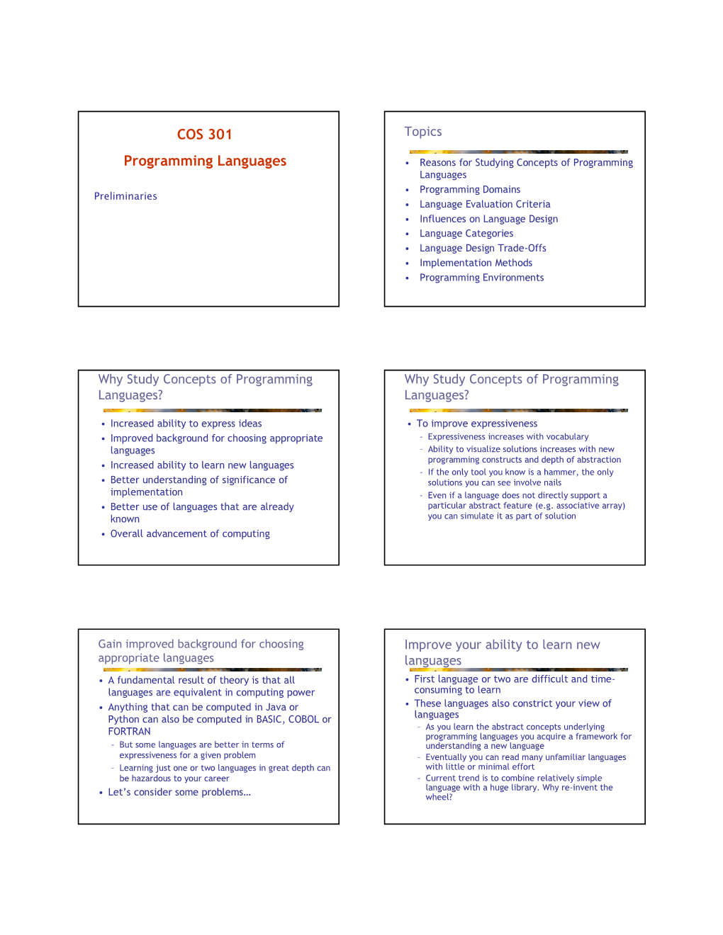 COS 301 Programming Languages