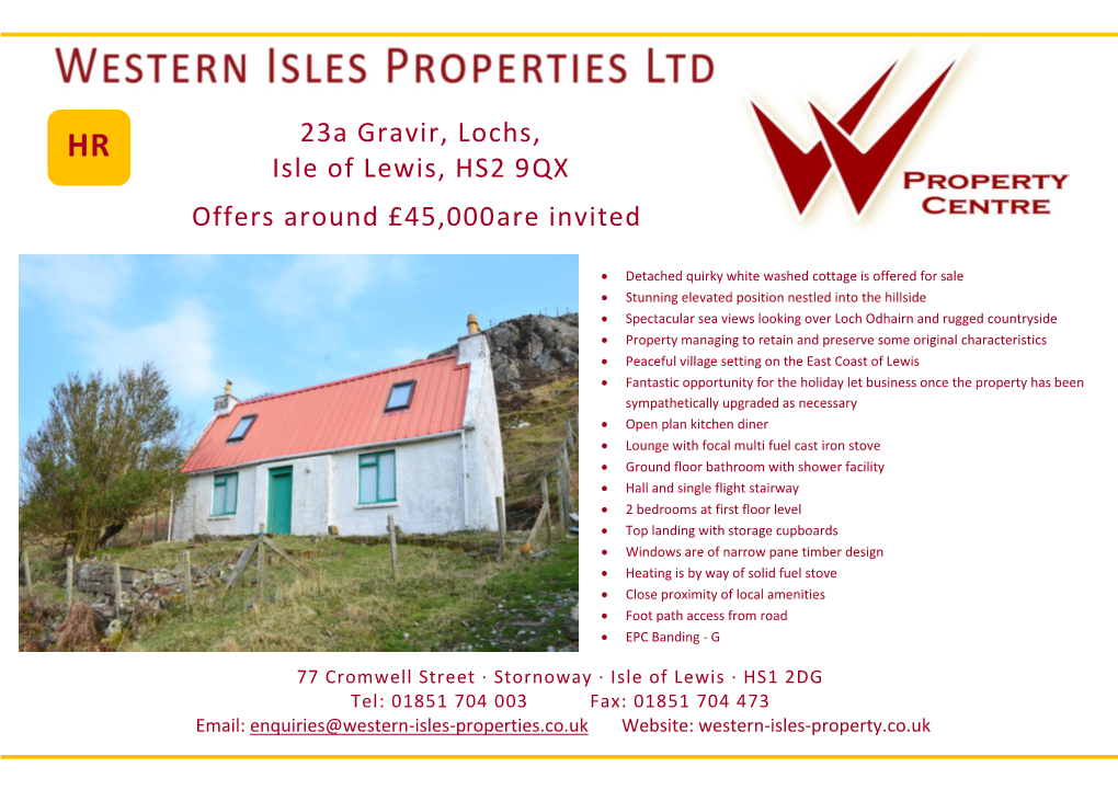 23A Gravir, Lochs, Isle of Lewis, HS2 9QX Offers Around £45,000Are Invited