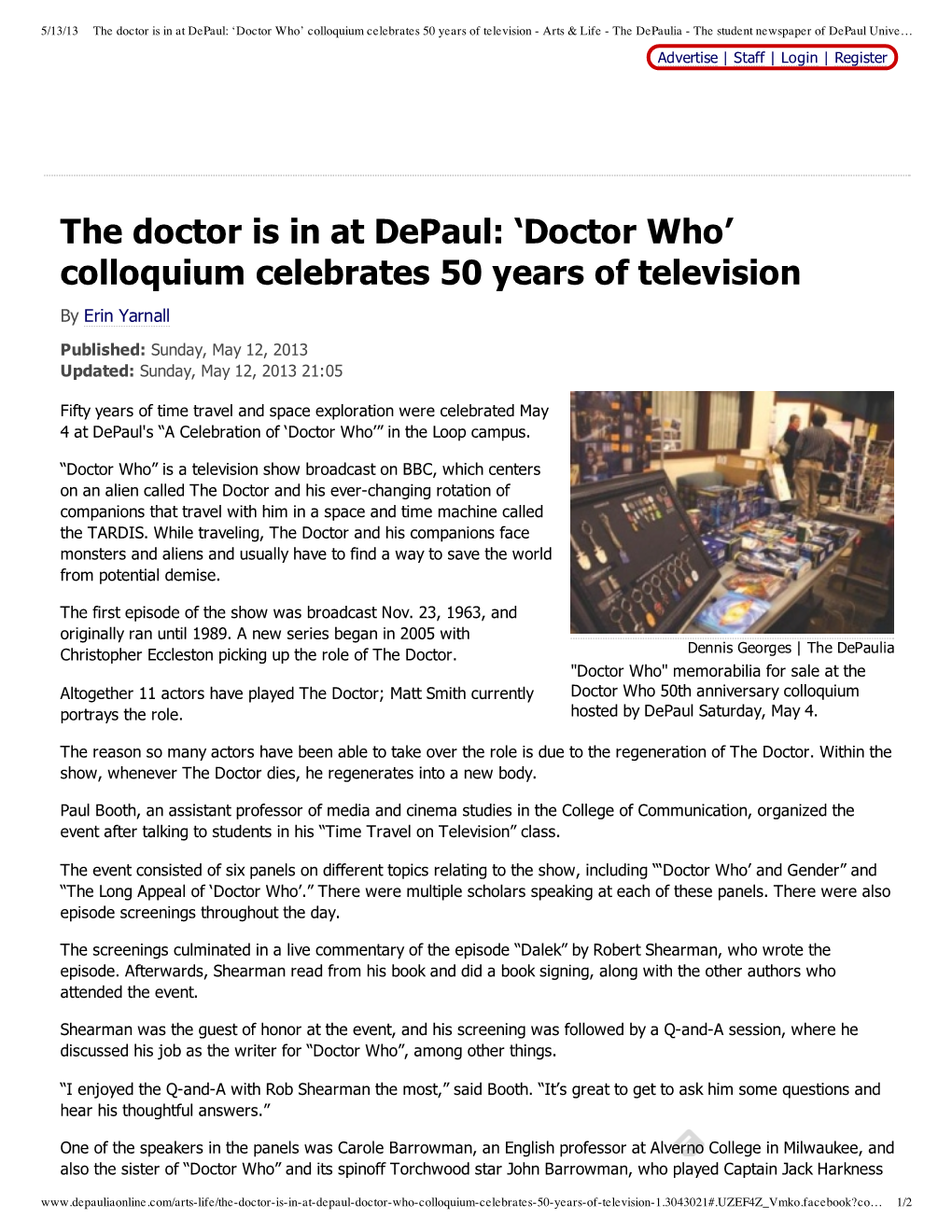 The Doctor Is in at Depaul: 'Doctor Who' Colloquium Celebrates 50 Years of Television