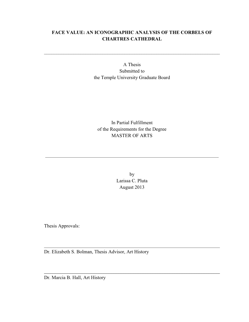 An Iconographic Analysis of the Corbels of Chartres Cathedral