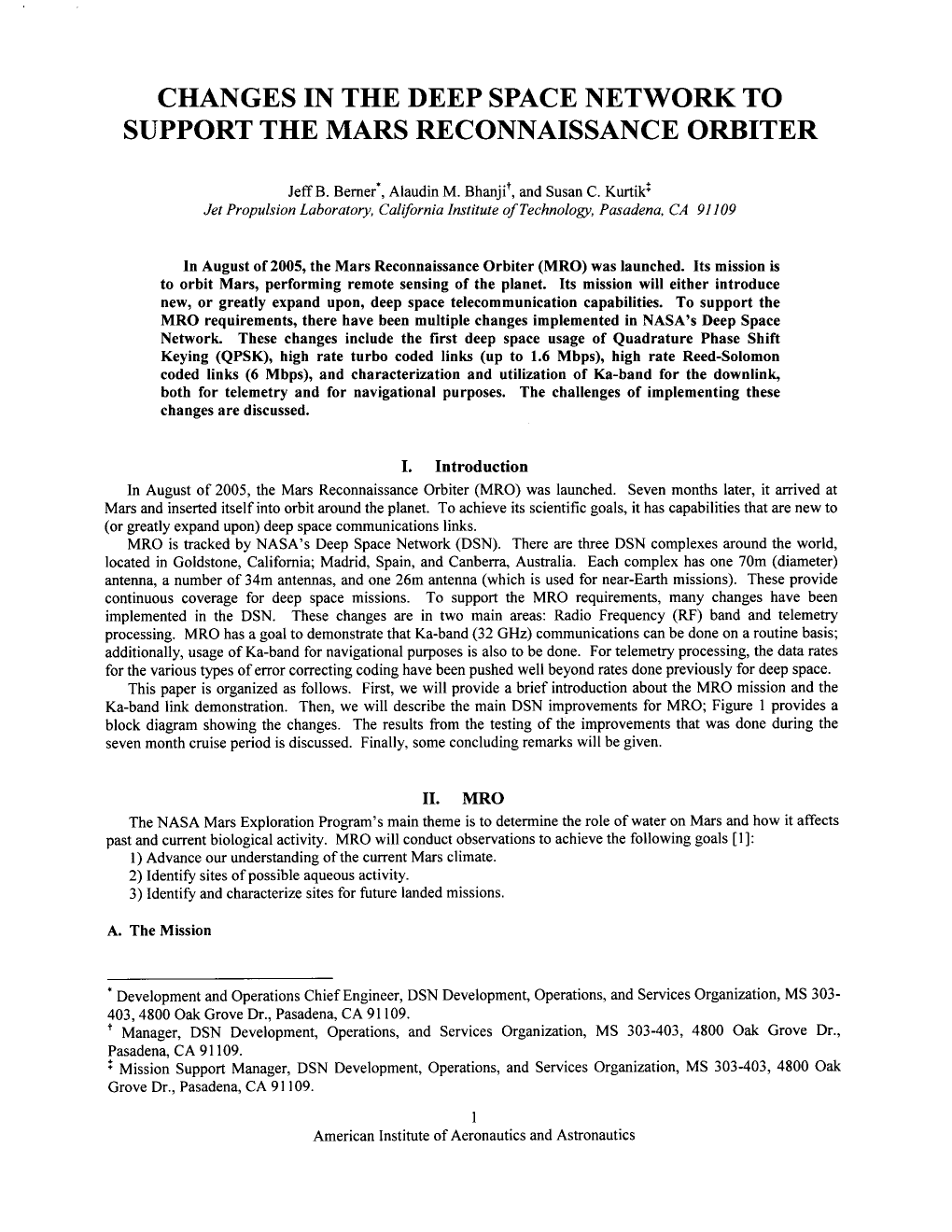 Changes in the Deep Space Network to Support the Mars Reconnaissance Orbiter