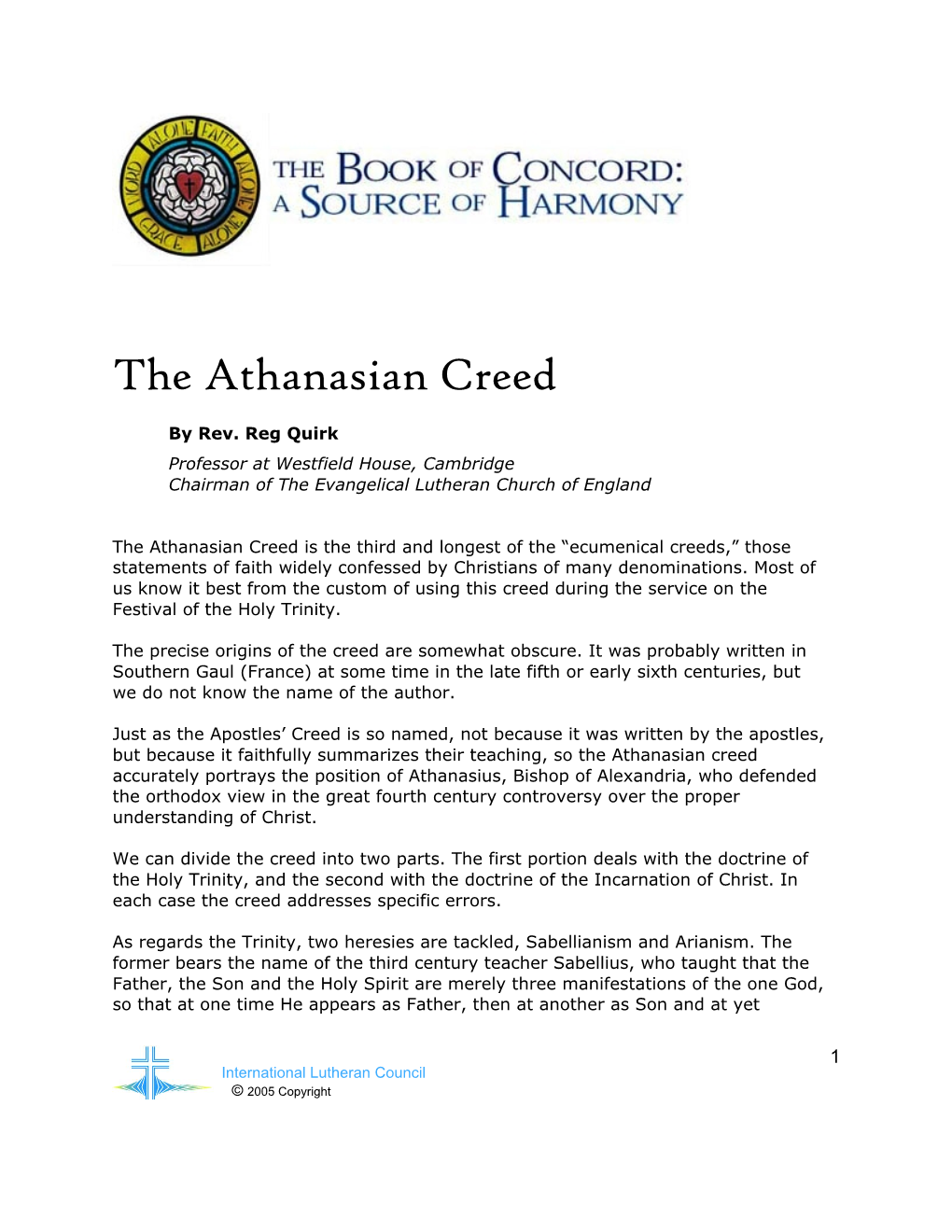 The Athanasian Creed