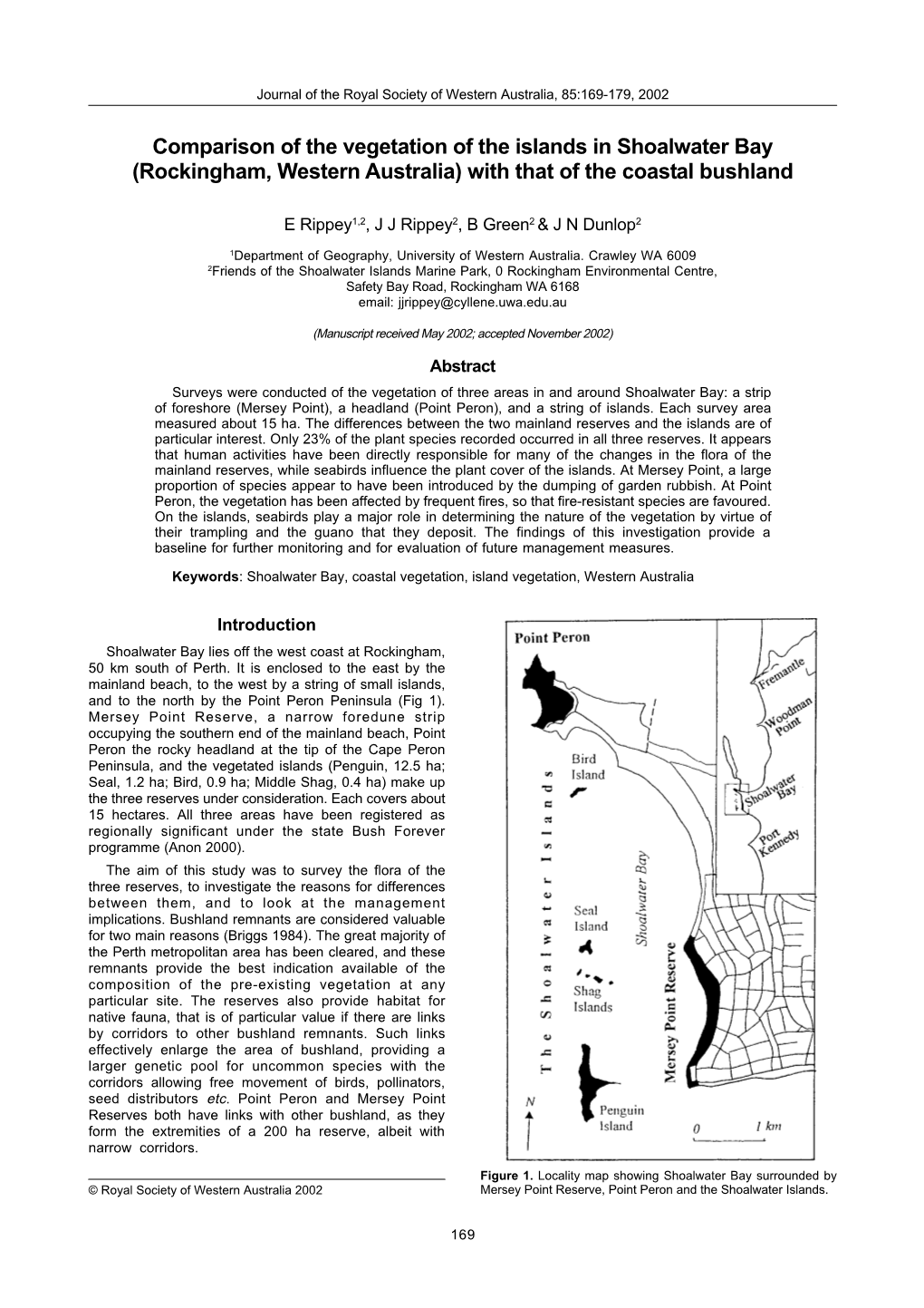 Comparison of the Vegetation of the Islands in Shoalwater Bay (Rockingham, Western Australia) with That of the Coastal Bushland