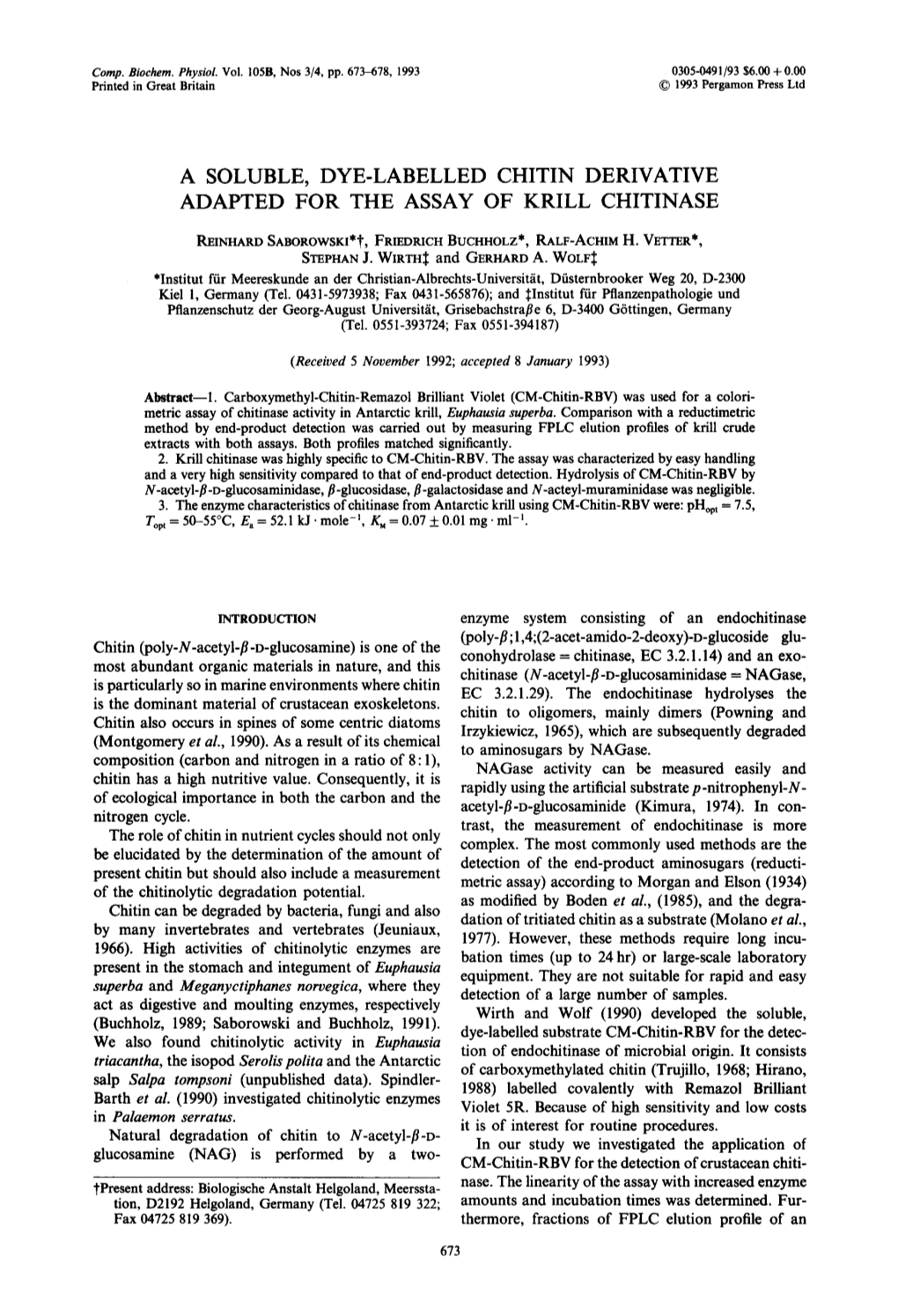 A Soluble, Dye-Labelled Chitin Derivative Adapted for the Assay of Krill Chitinase