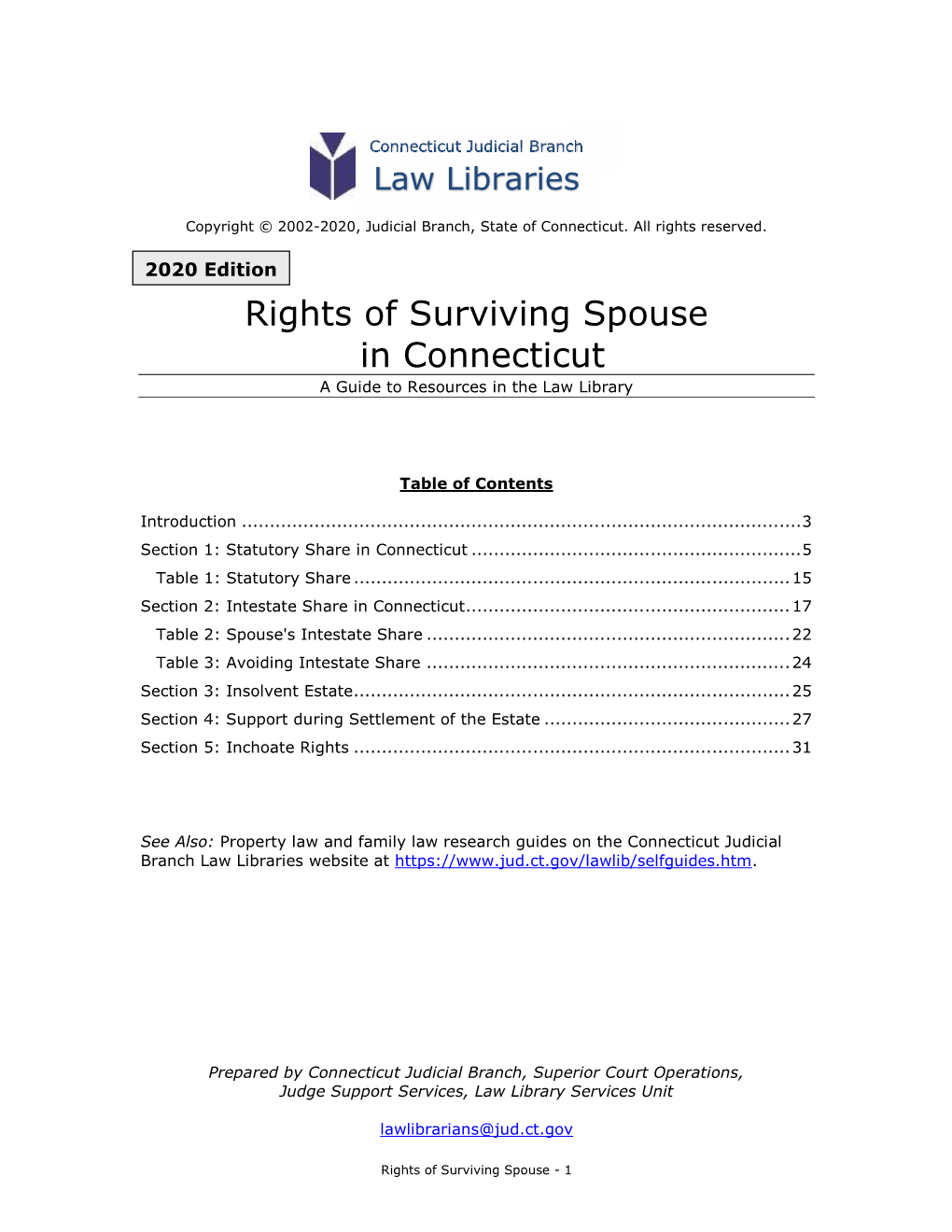 Research Guide: Rights of Surviving Spouse in Connecticut