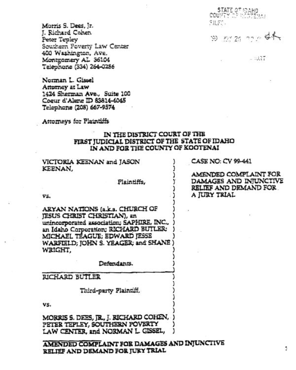 AMENDED COMPLAINT for P1aintilf, DAMAGES and INJUNCTIVE ) RELIEF and DEMAND POE