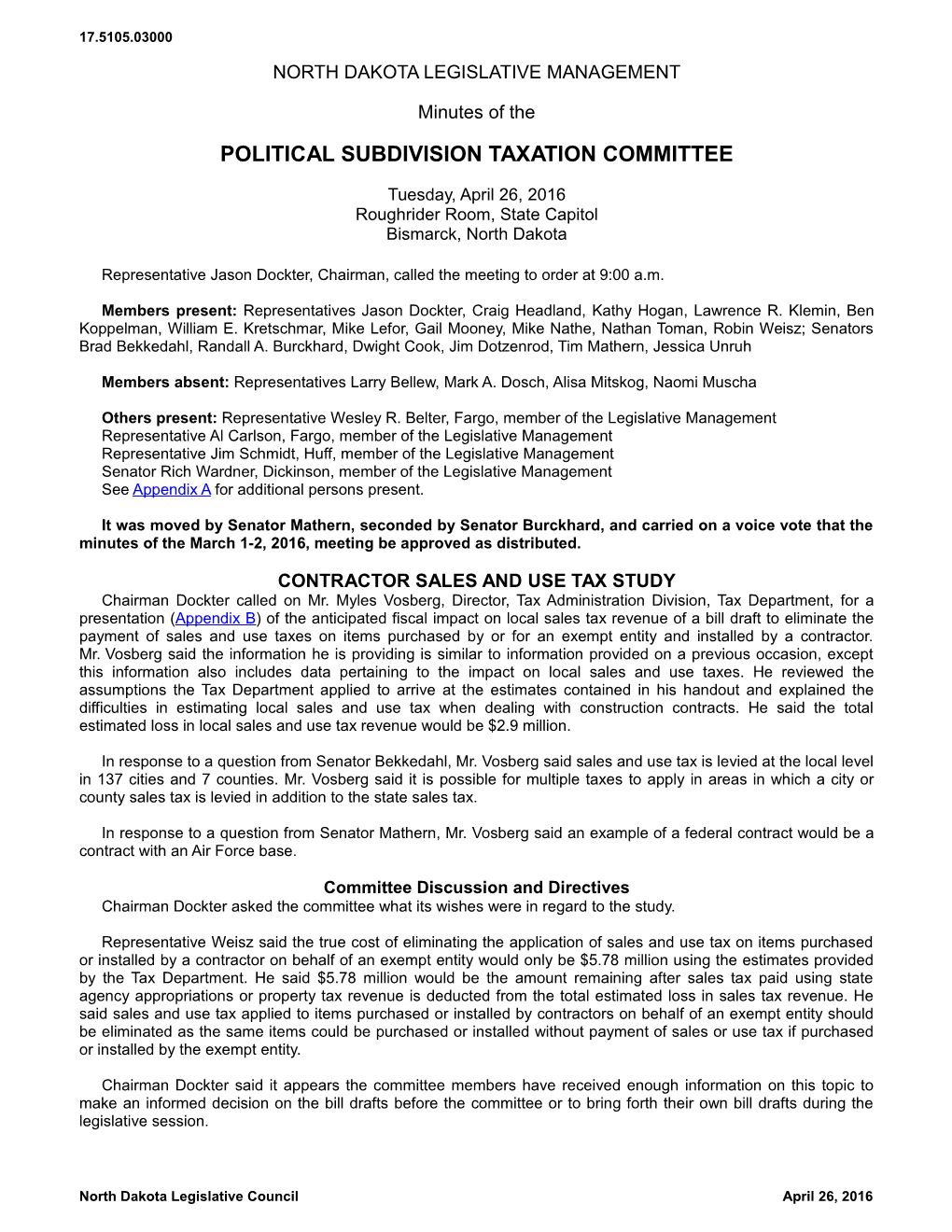 Political Subdivision Taxation Committee