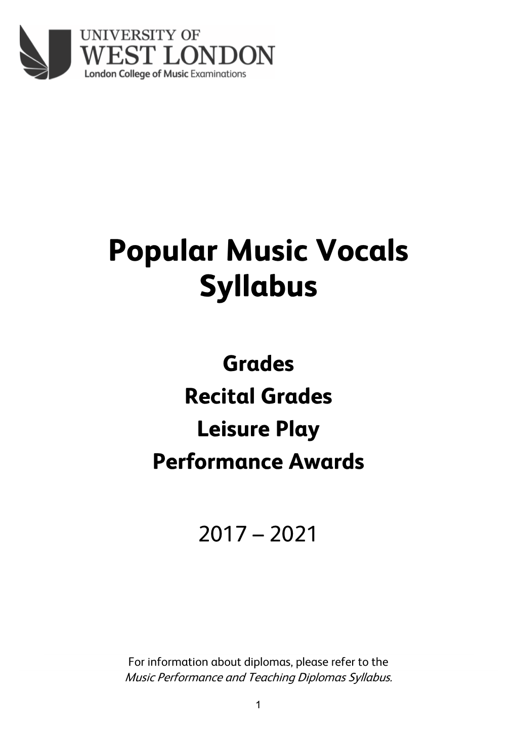 Popular Music Vocals Syllabus