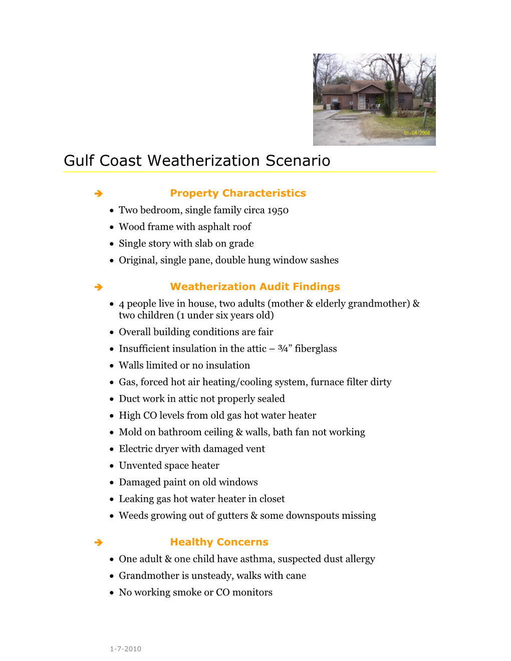 Gulf Coast Weatherization Scenario