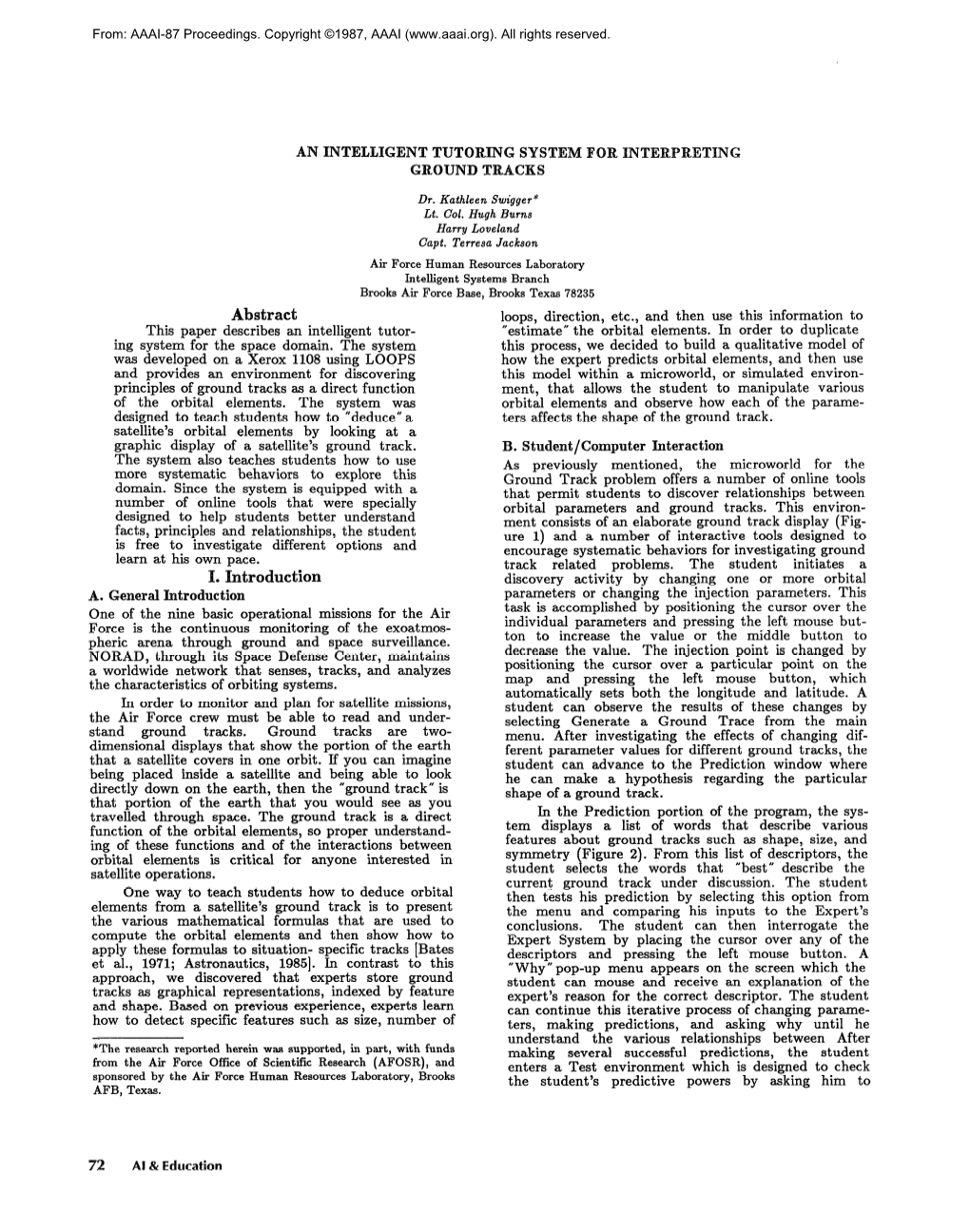 1987-An Intelligent Tutoring System for Interpreting Ground Tracks