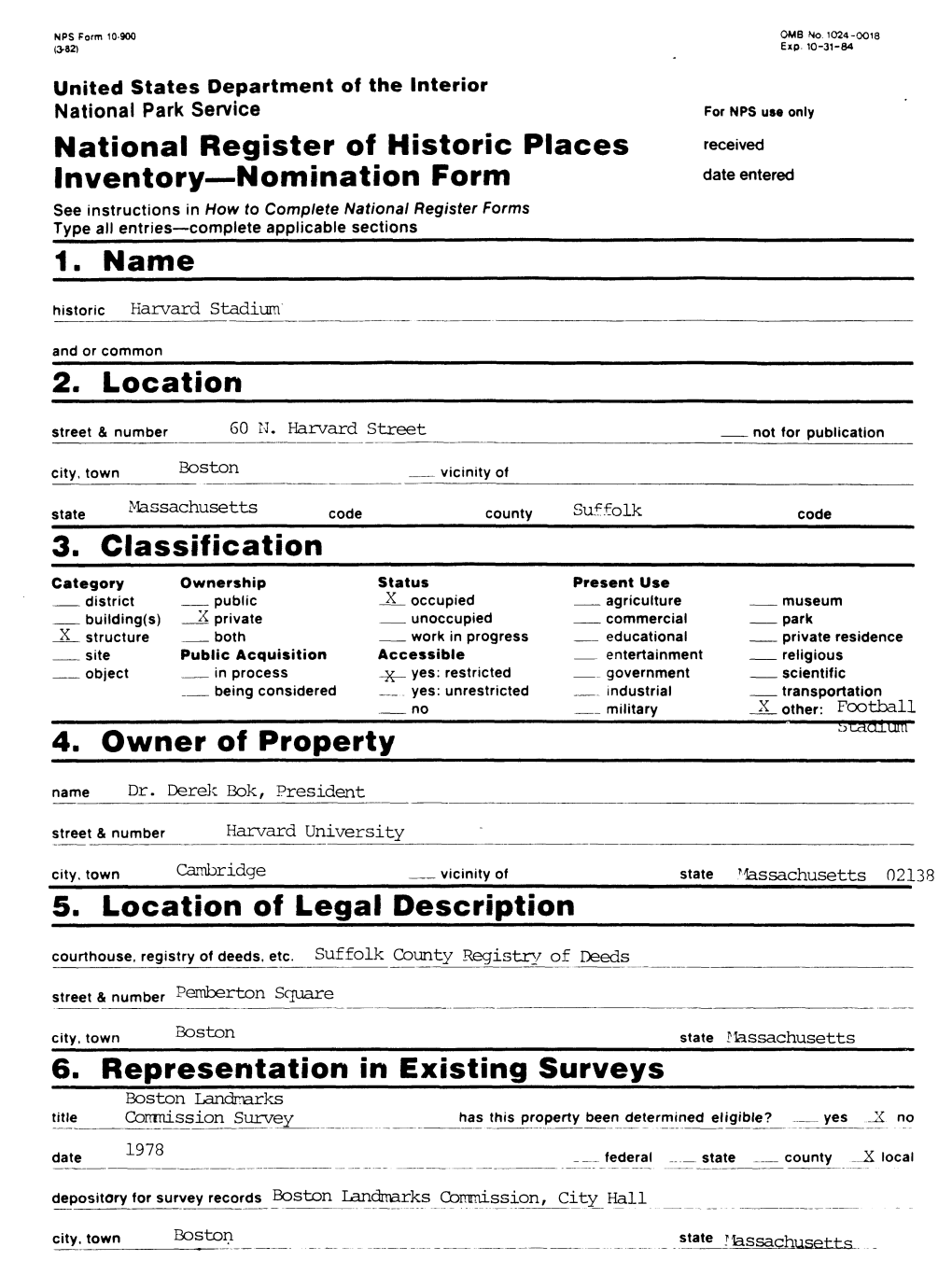 National Register of Historic Places Inventory