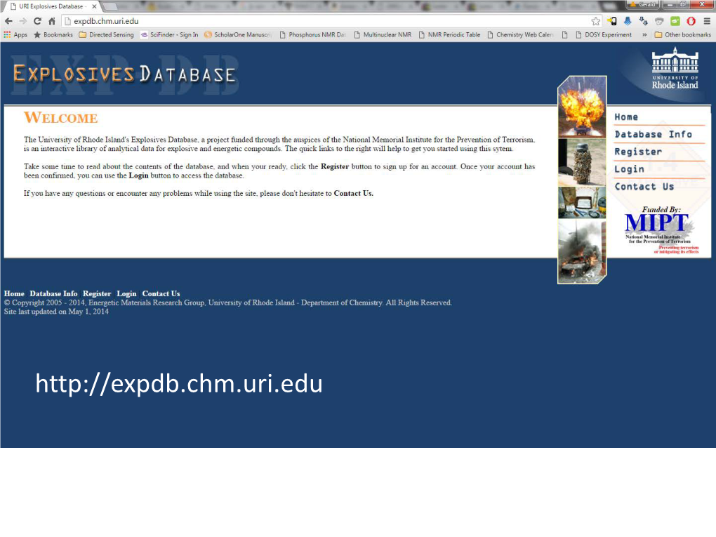 University of Rhode Island Explosives Databases