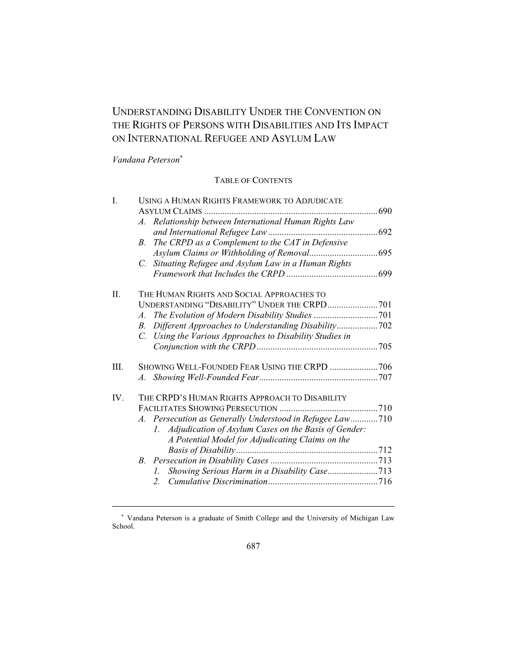 Understanding Disability Under the Convention on the Rights of Persons with Disabilities and Its Impact on International Refugee and Asylum Law