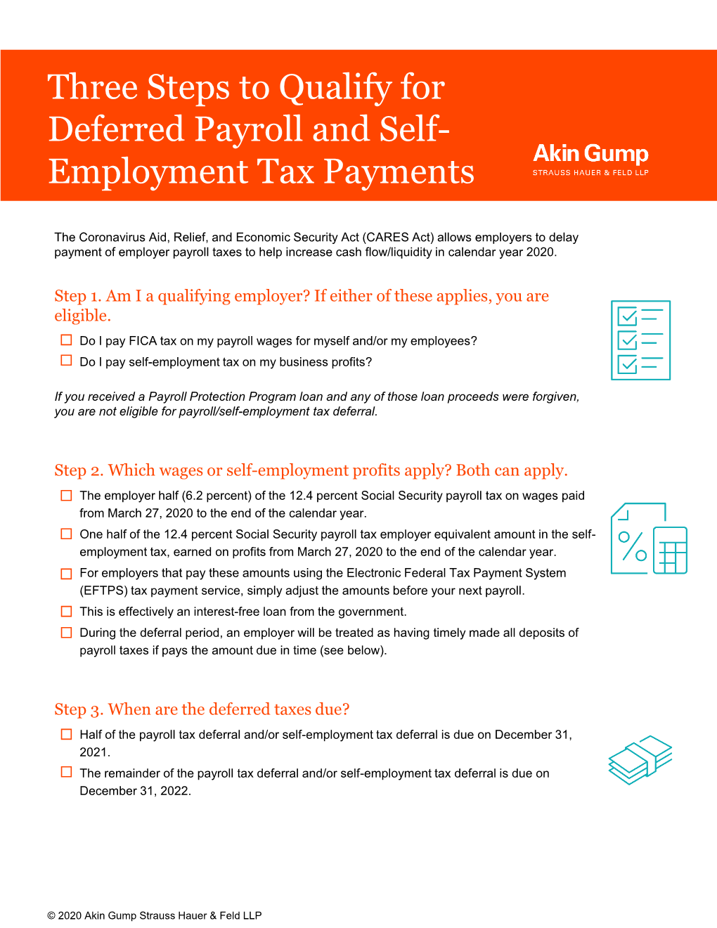 Three Steps to Qualify for Deferred Payroll and Self- Employment Tax Payments