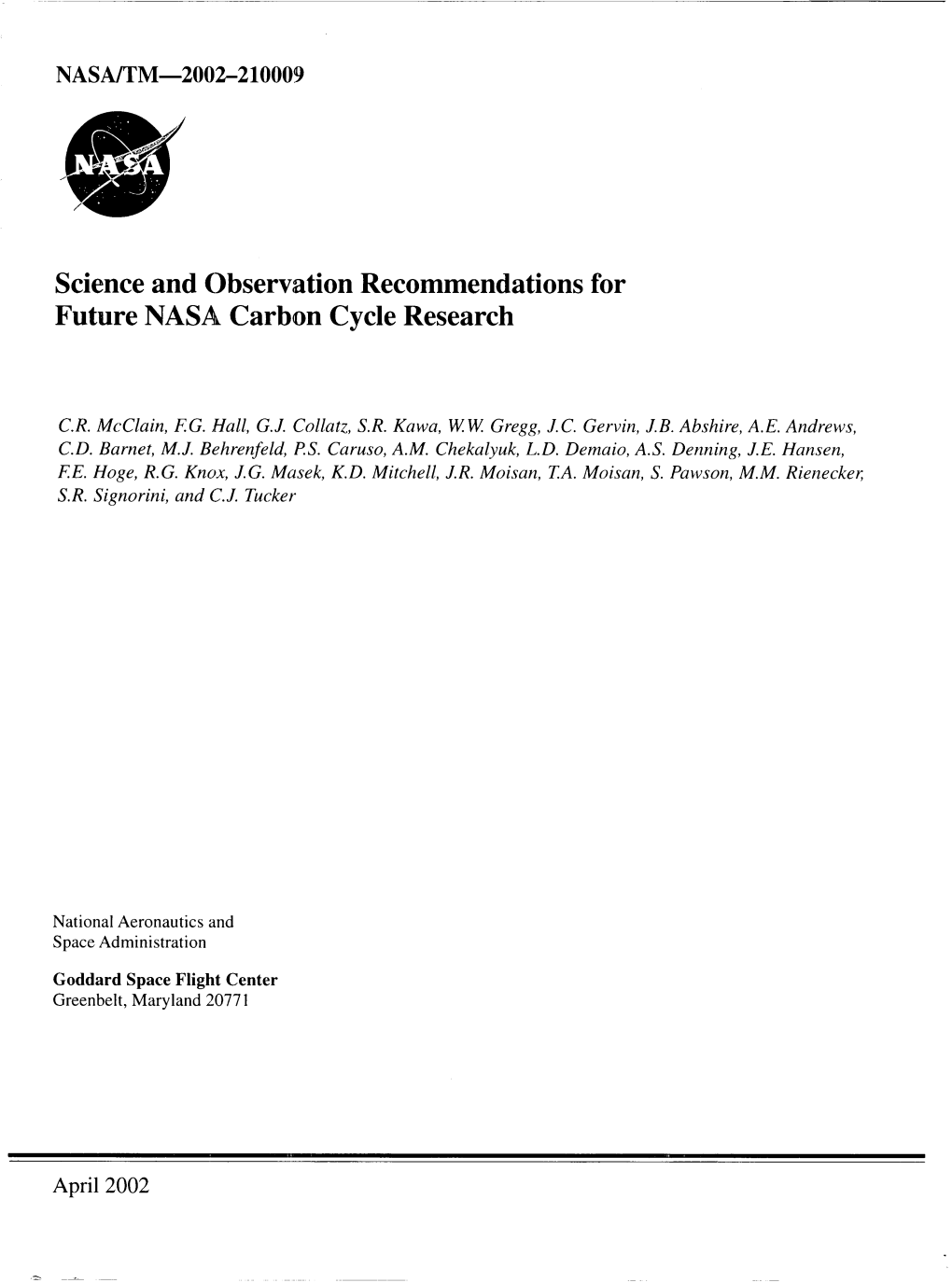Science and Observation Recommendations for Future NASA Carbon Cycle Research