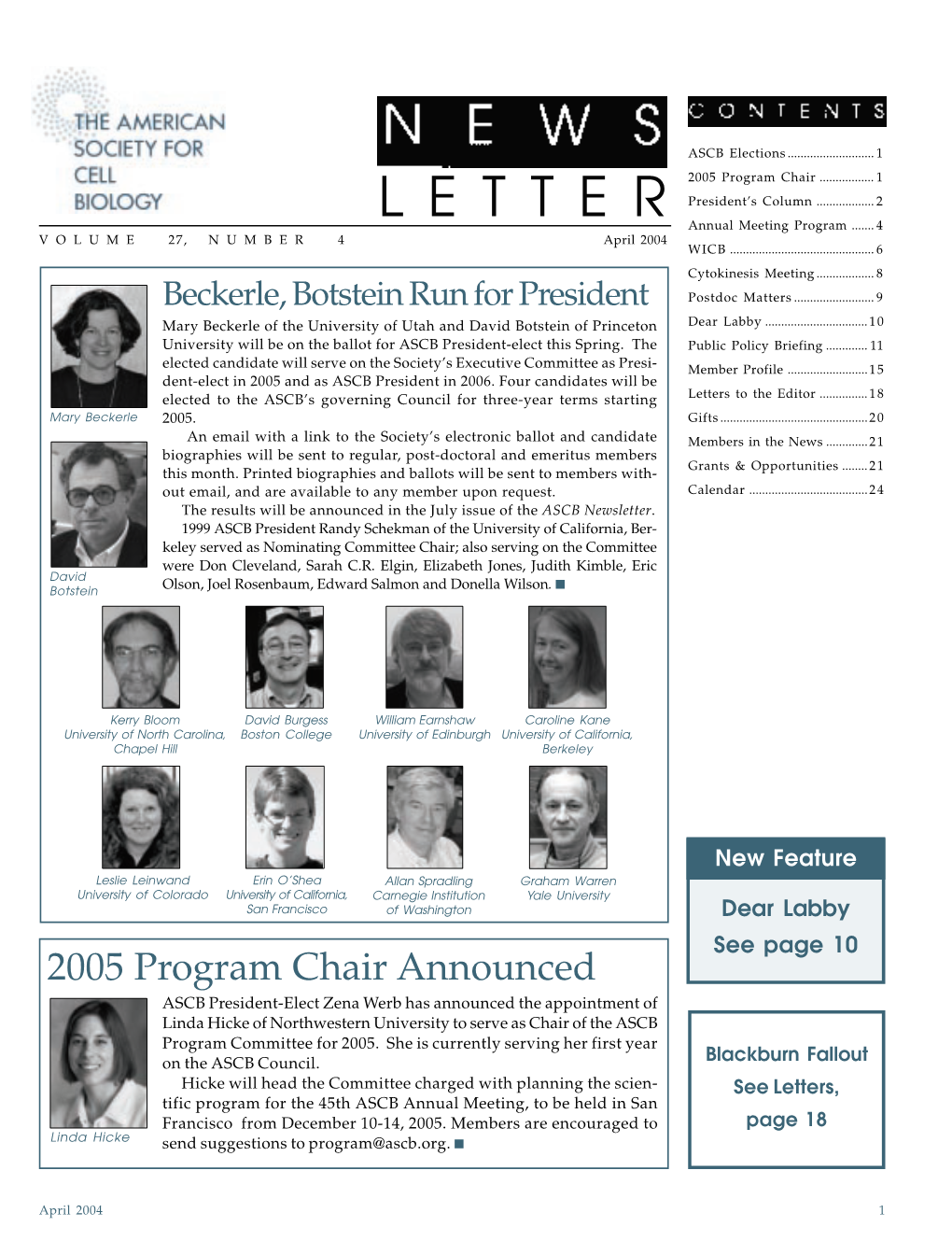 April 2004 ASCB Newsletter