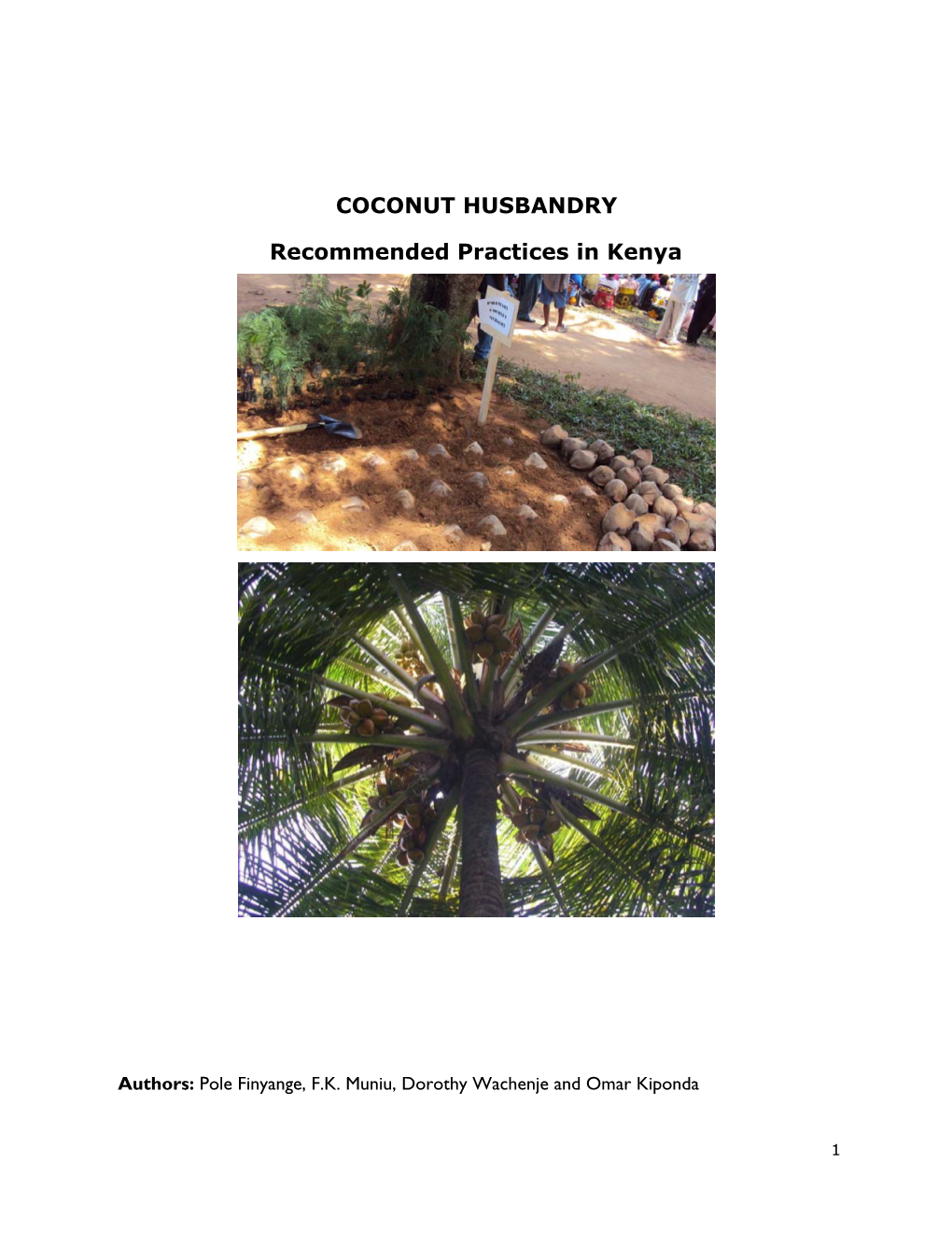 COCONUT HUSBANDRY Recommended Practices in Kenya