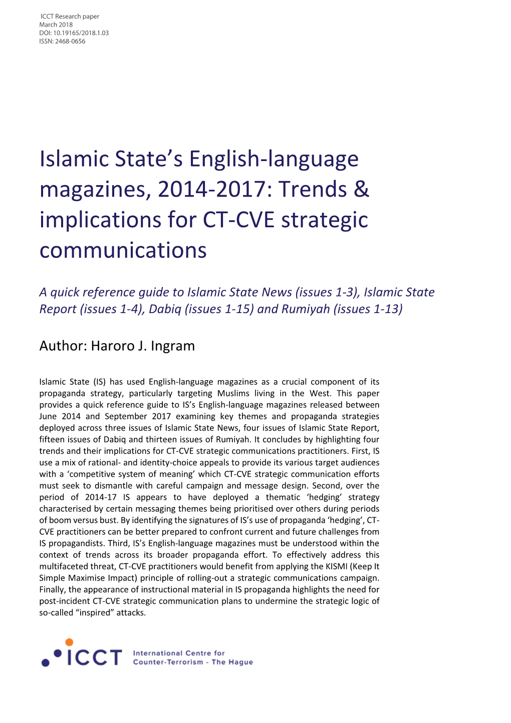 Islamic State's English-Language Magazines, 2014-2017