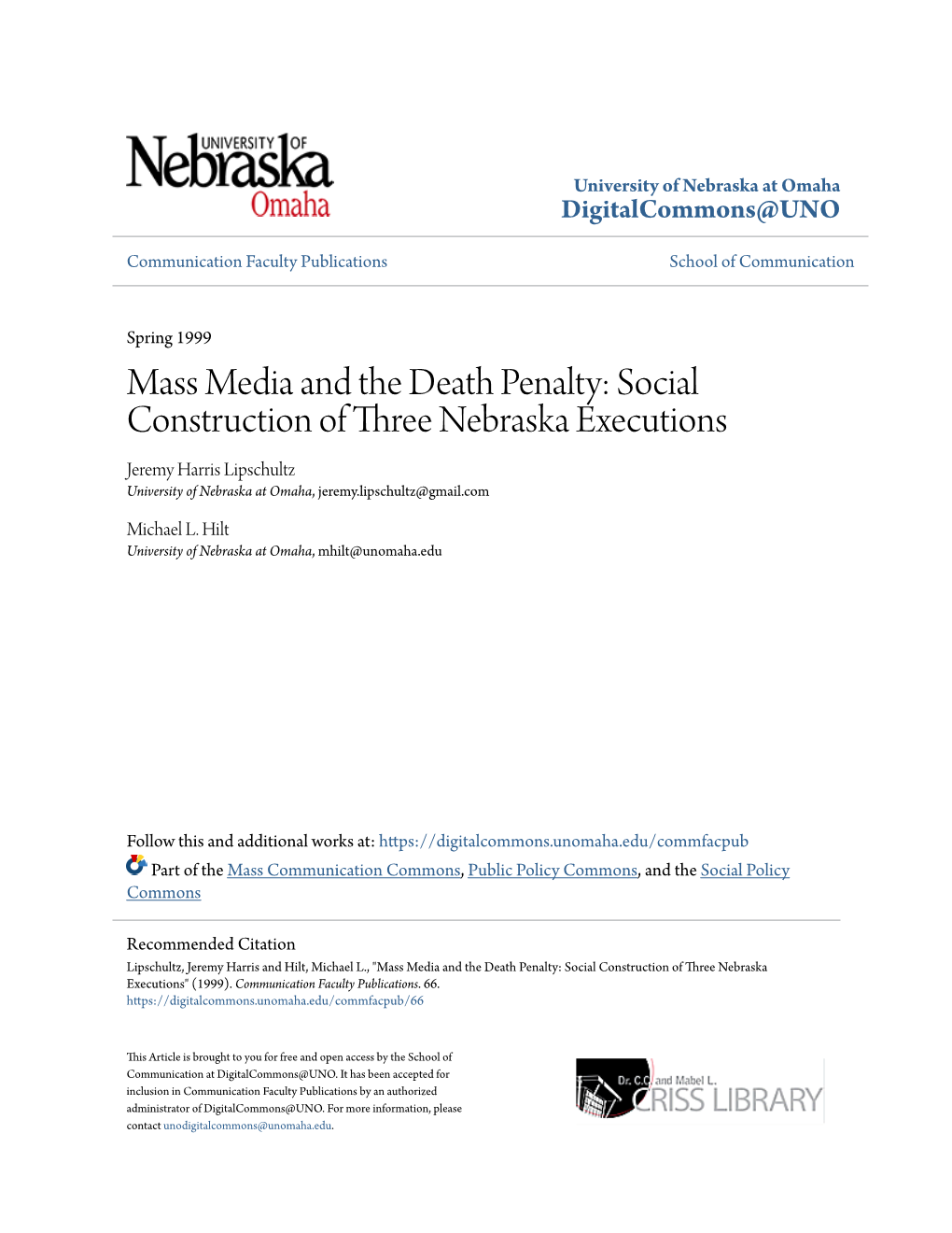 Mass Media and the Death Penalty