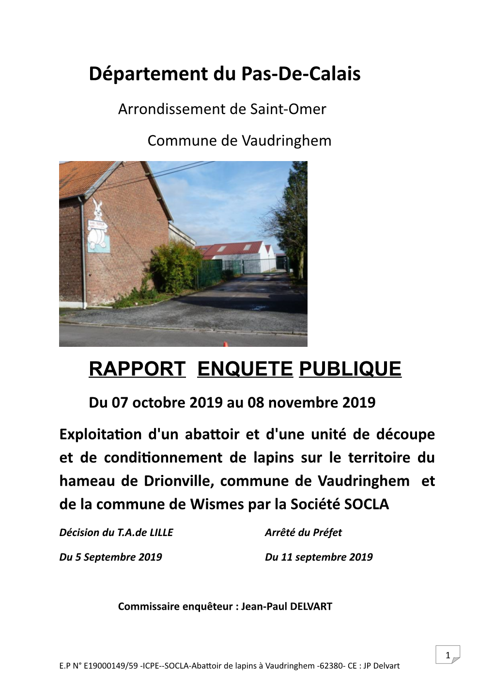 Département Du Pas-De-Calais Arrondissement De Saint-Omer Commune De Vaudringhem