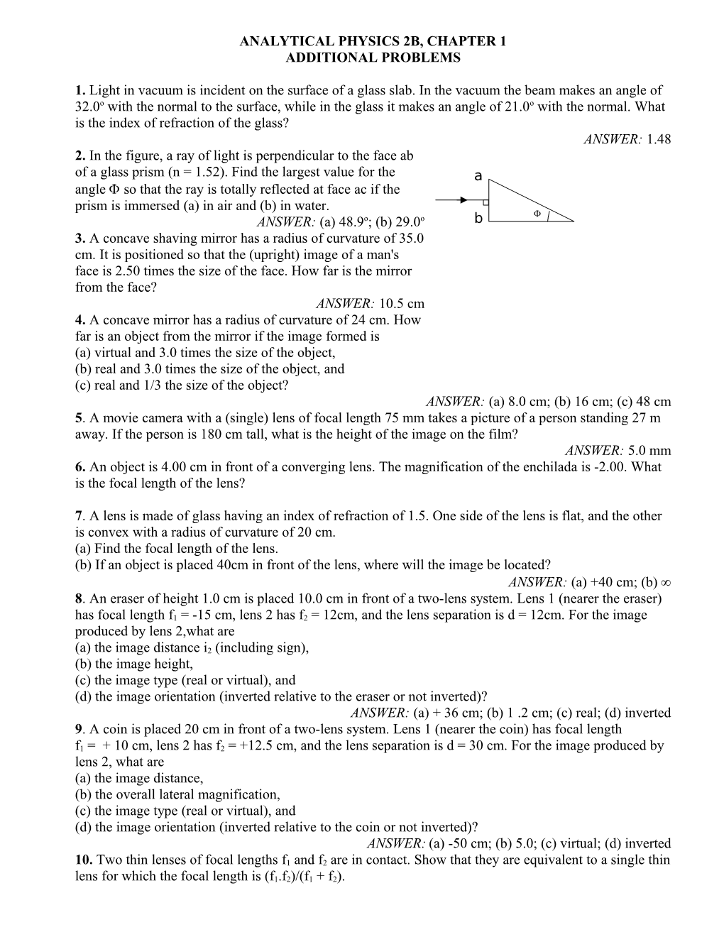 Analytical Physics 2B, Chapter 1