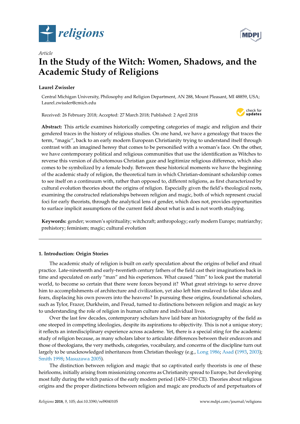 In the Study of the Witch: Women, Shadows, and the Academic Study of Religions