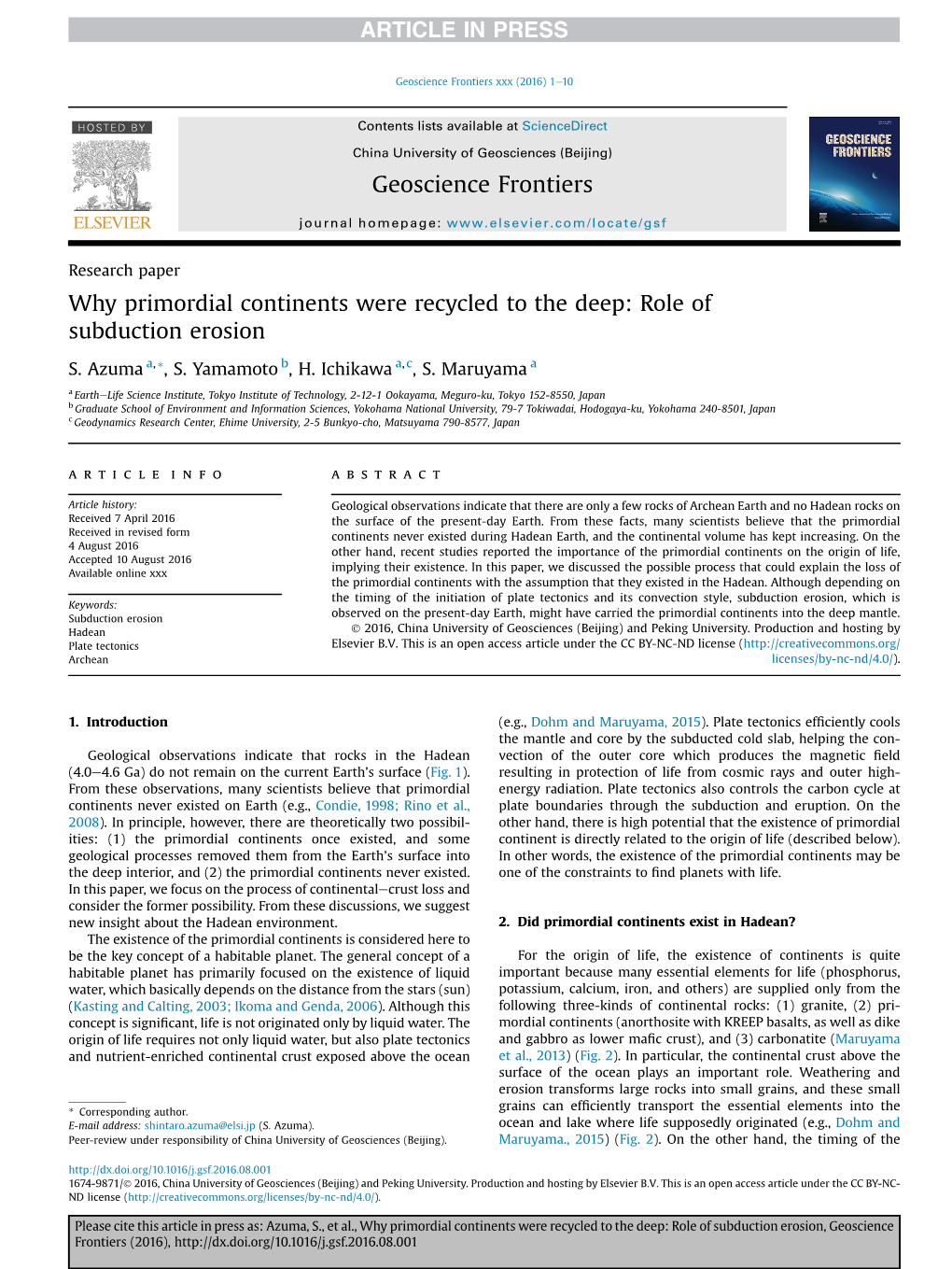 Why Primordial Continents Were Recycled to the Deep: Role of Subduction Erosion