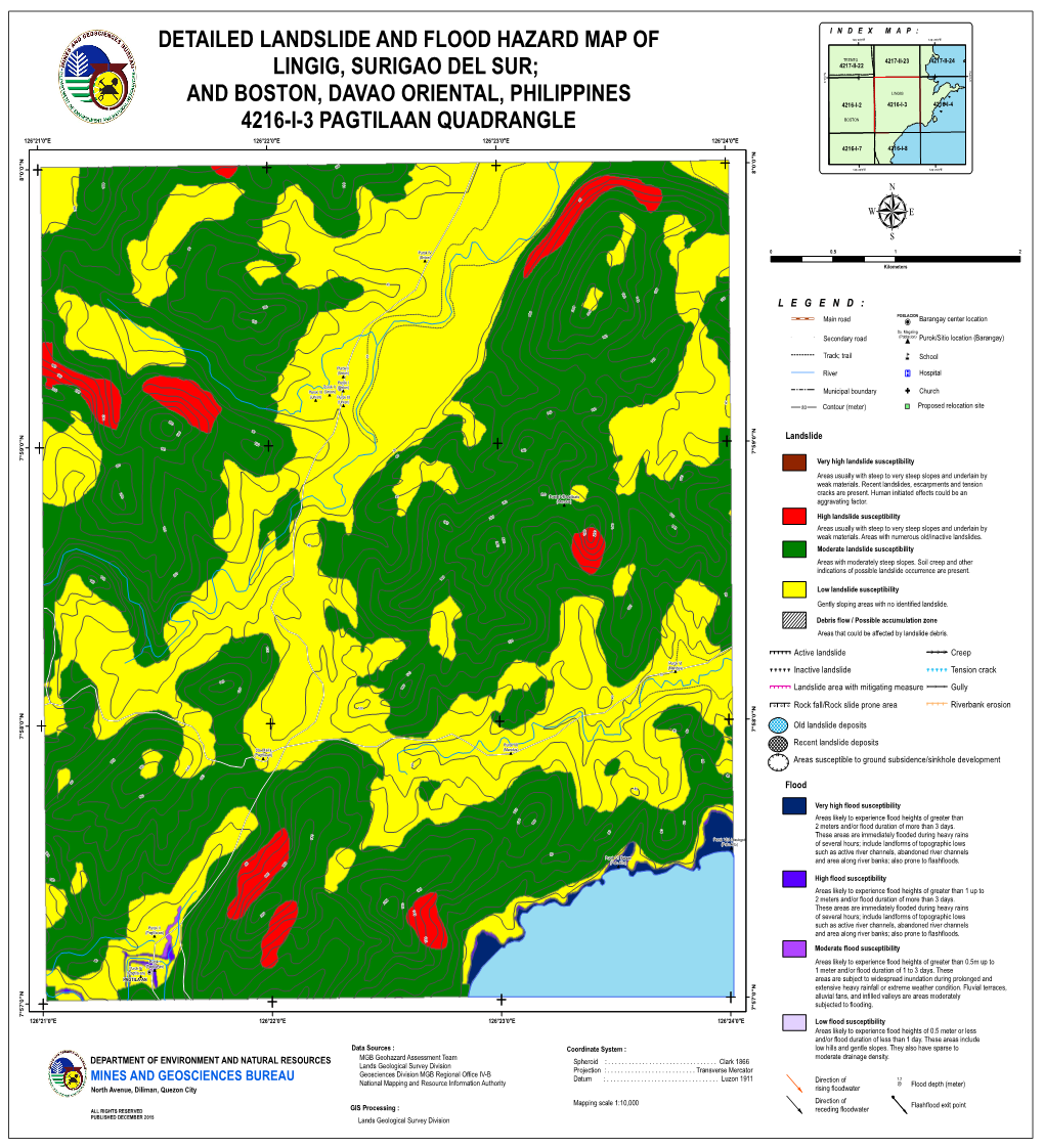 Detailed Landslide and Flood Hazard Map of Lingig, Surigao Del Sur; and Boston, Davao Oriental, Philippines 4216-I-3 Pagtilaan Q