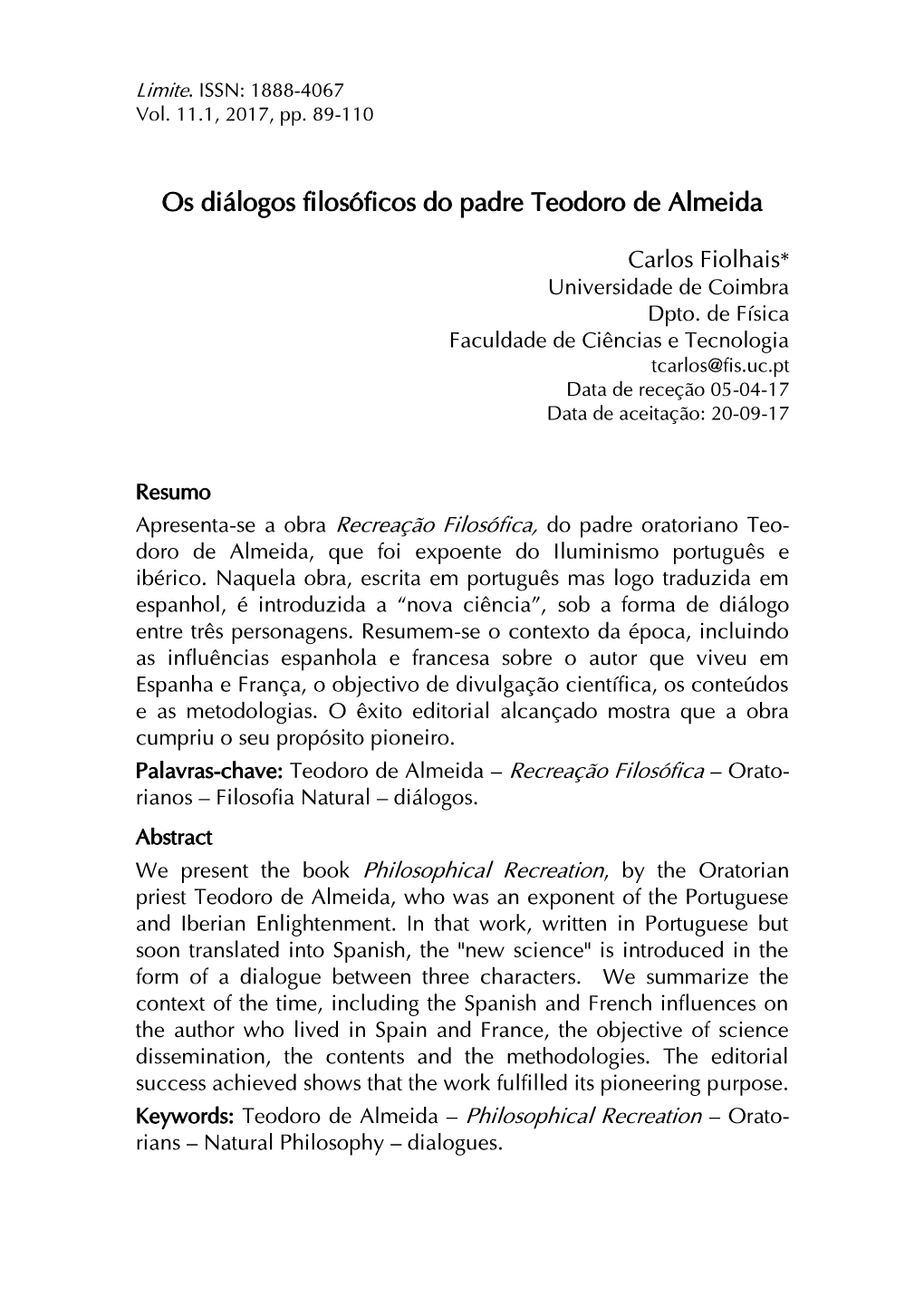 Os Diálogos Filosóficos Do Padre Teodoro De Almeida.Pdf