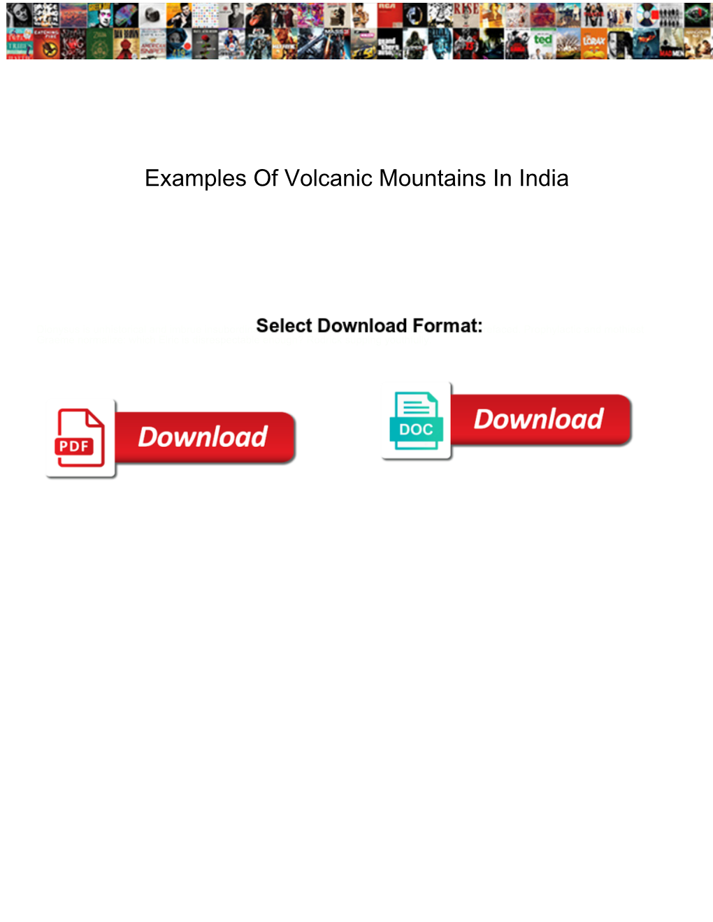 Examples of Volcanic Mountains in India