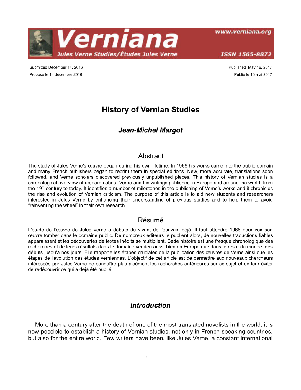 History of Vernian Studies