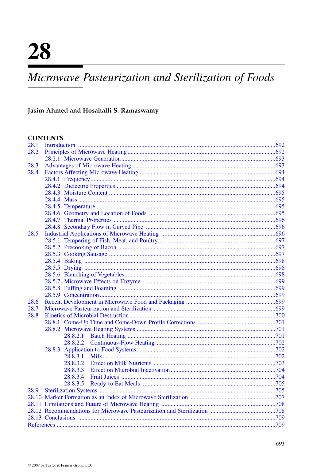 Microwave Pasteurization and Sterilization of Foods