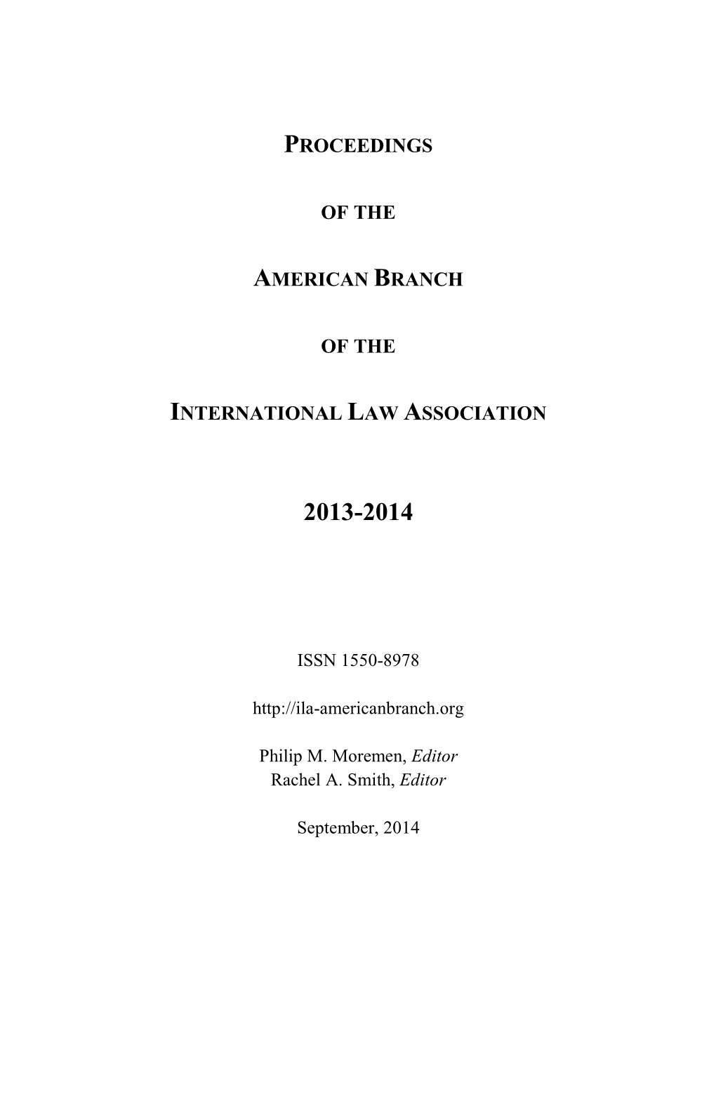 Proceedings 2013 – 2014