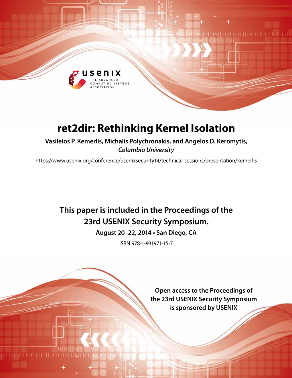 Ret2dir: Rethinking Kernel Isolation Vasileios P