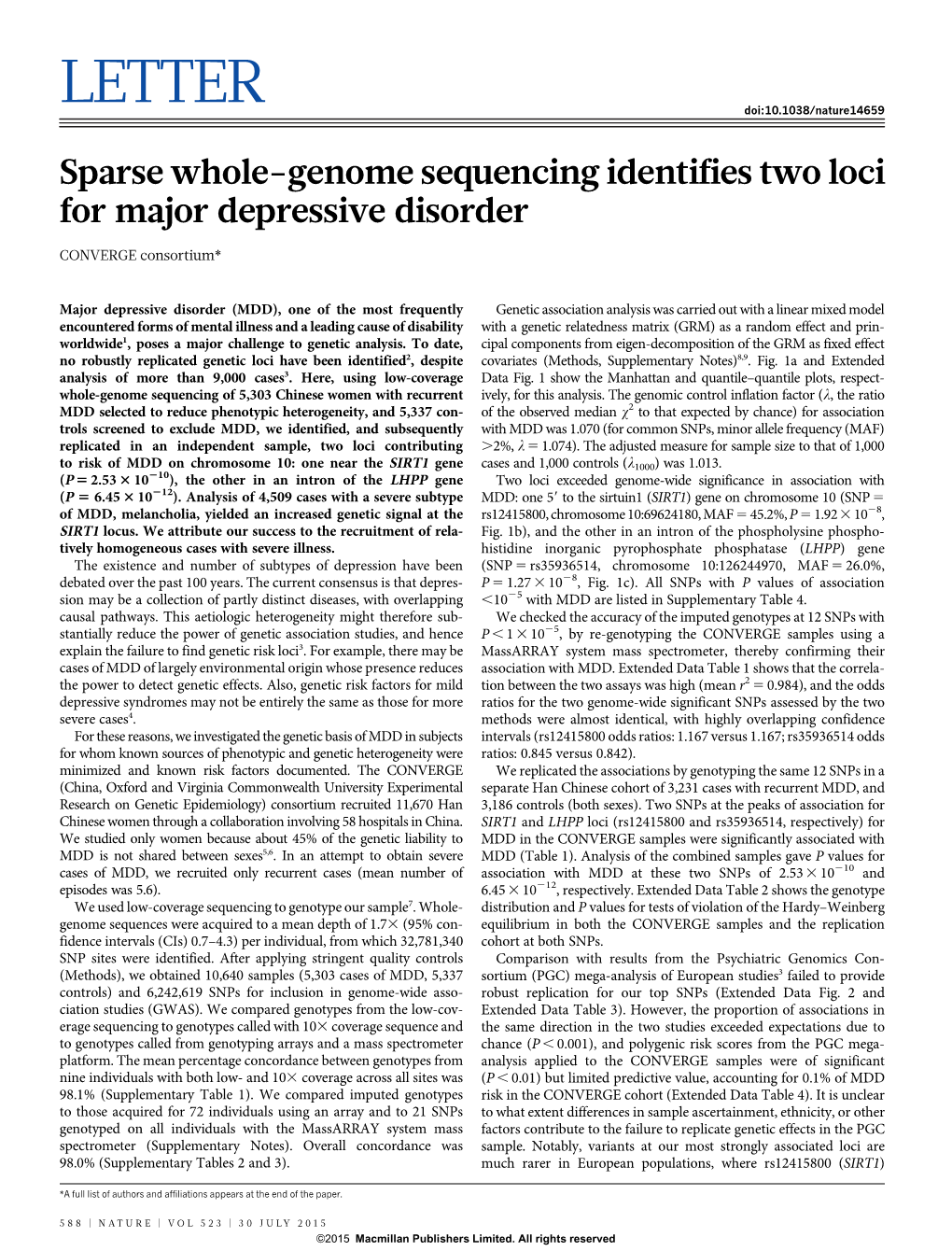 LETTER Doi:10.1038/Nature14659