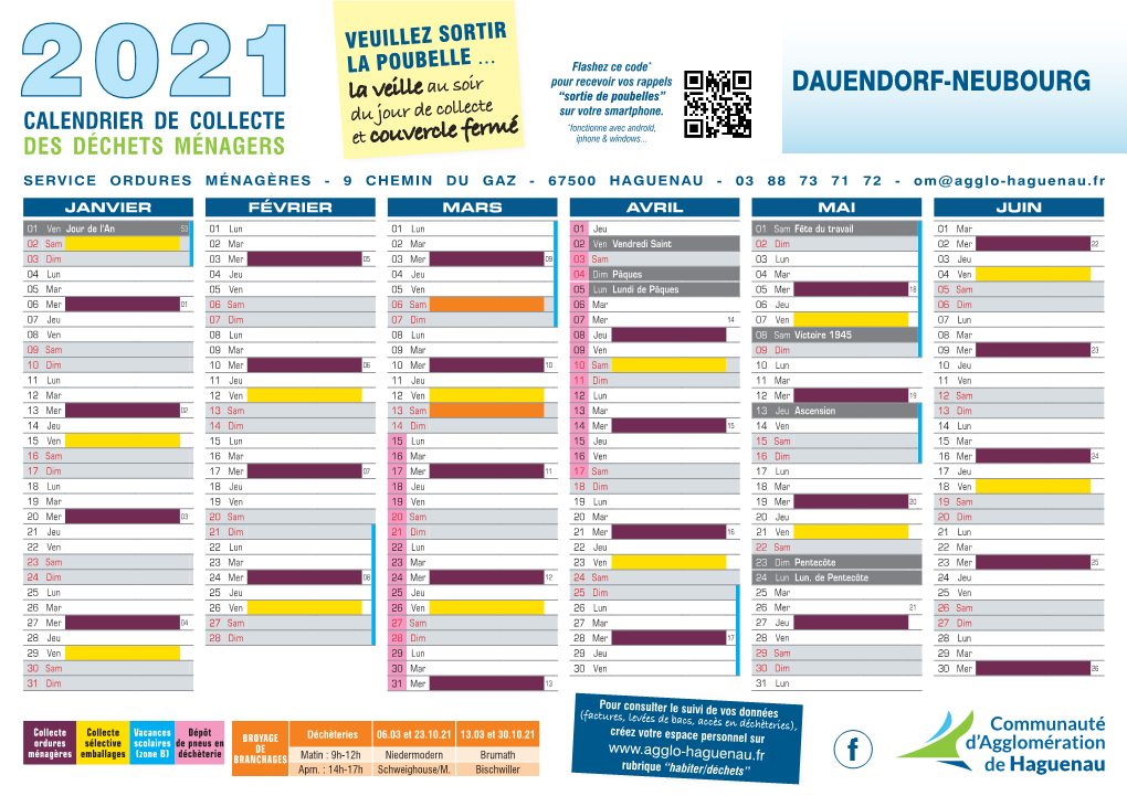 Calendrier 2021 OM Dauendorf-Neubourg