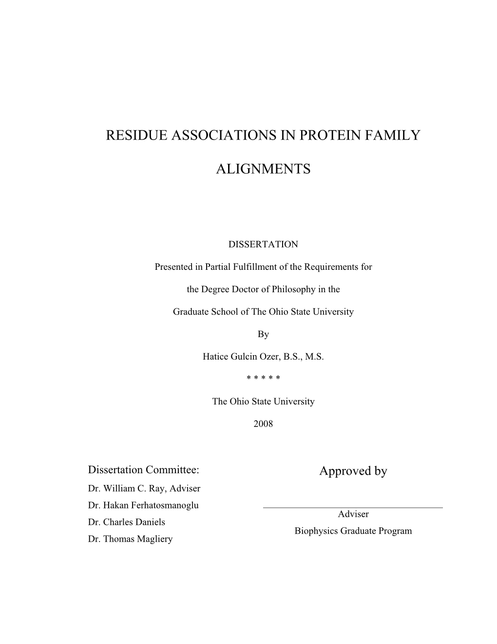 Residue Associations in Protein Family Alignments