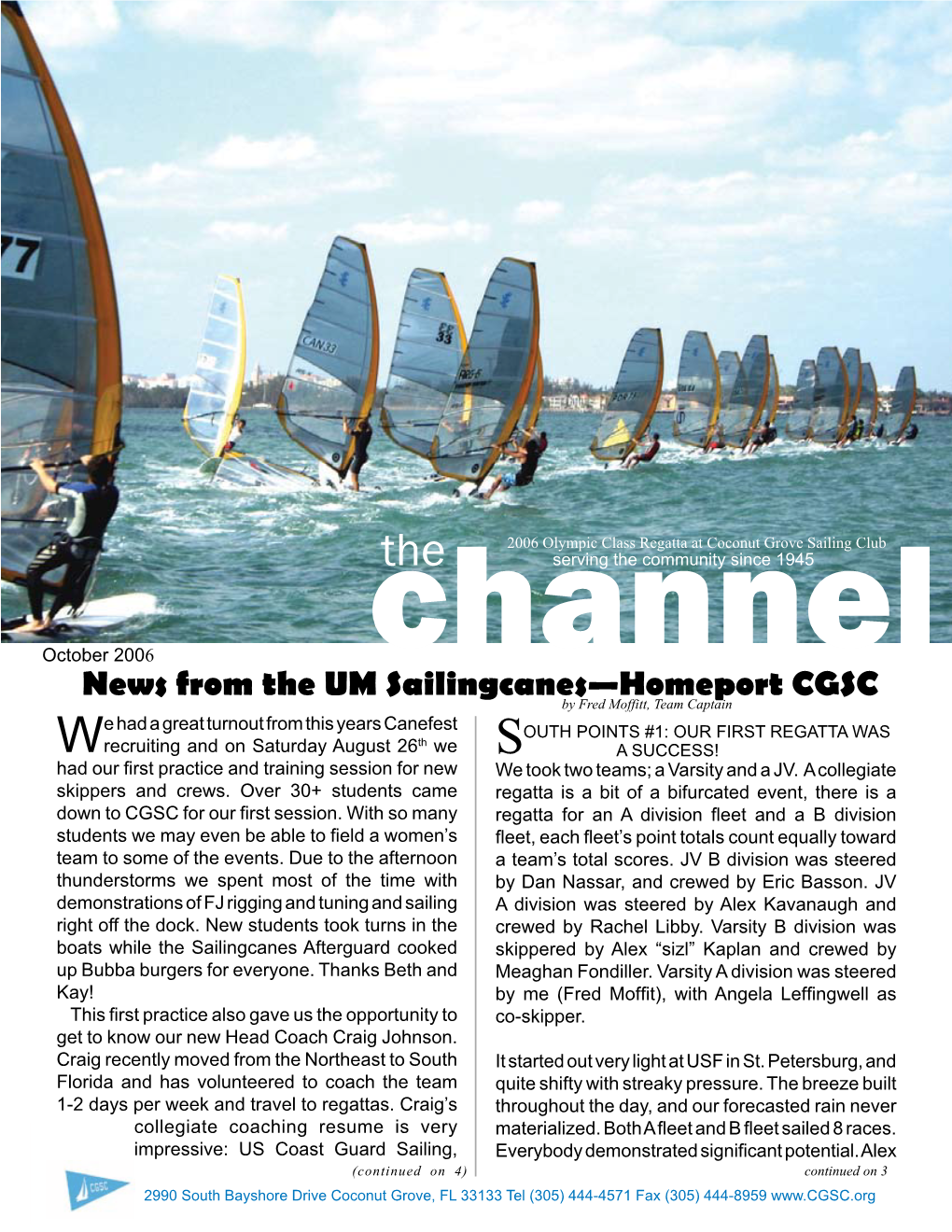 News from the UM Sailingcanes—Homeport CGSC